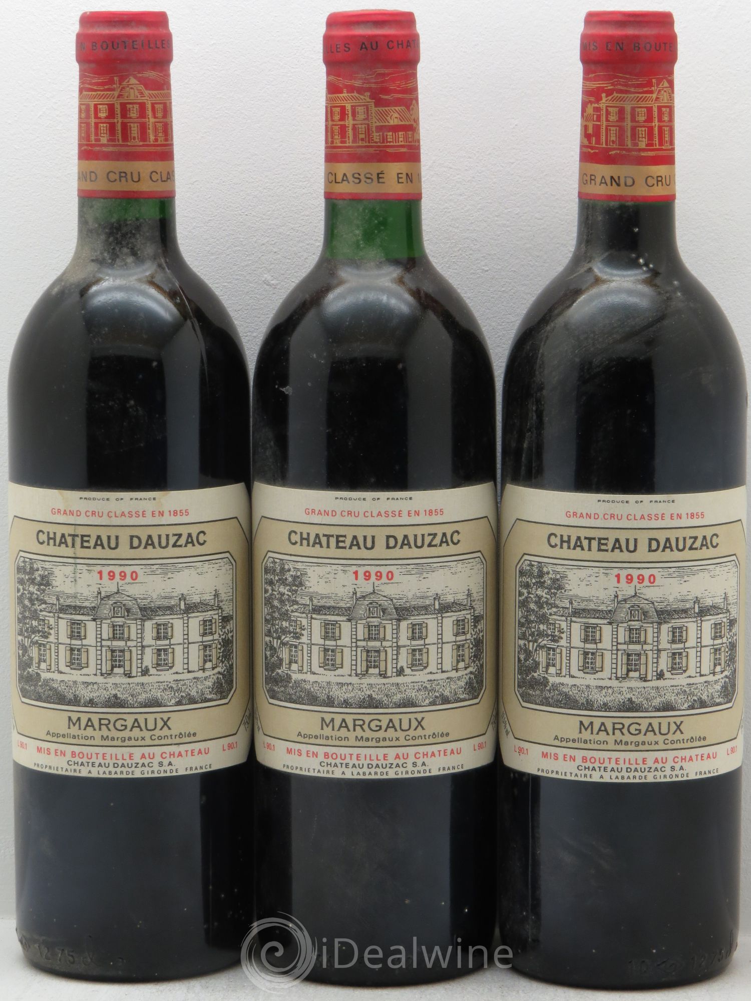 Château Dauzac 5ème Grand Cru Classé 1990 - Lot de 3 bouteilles - 0