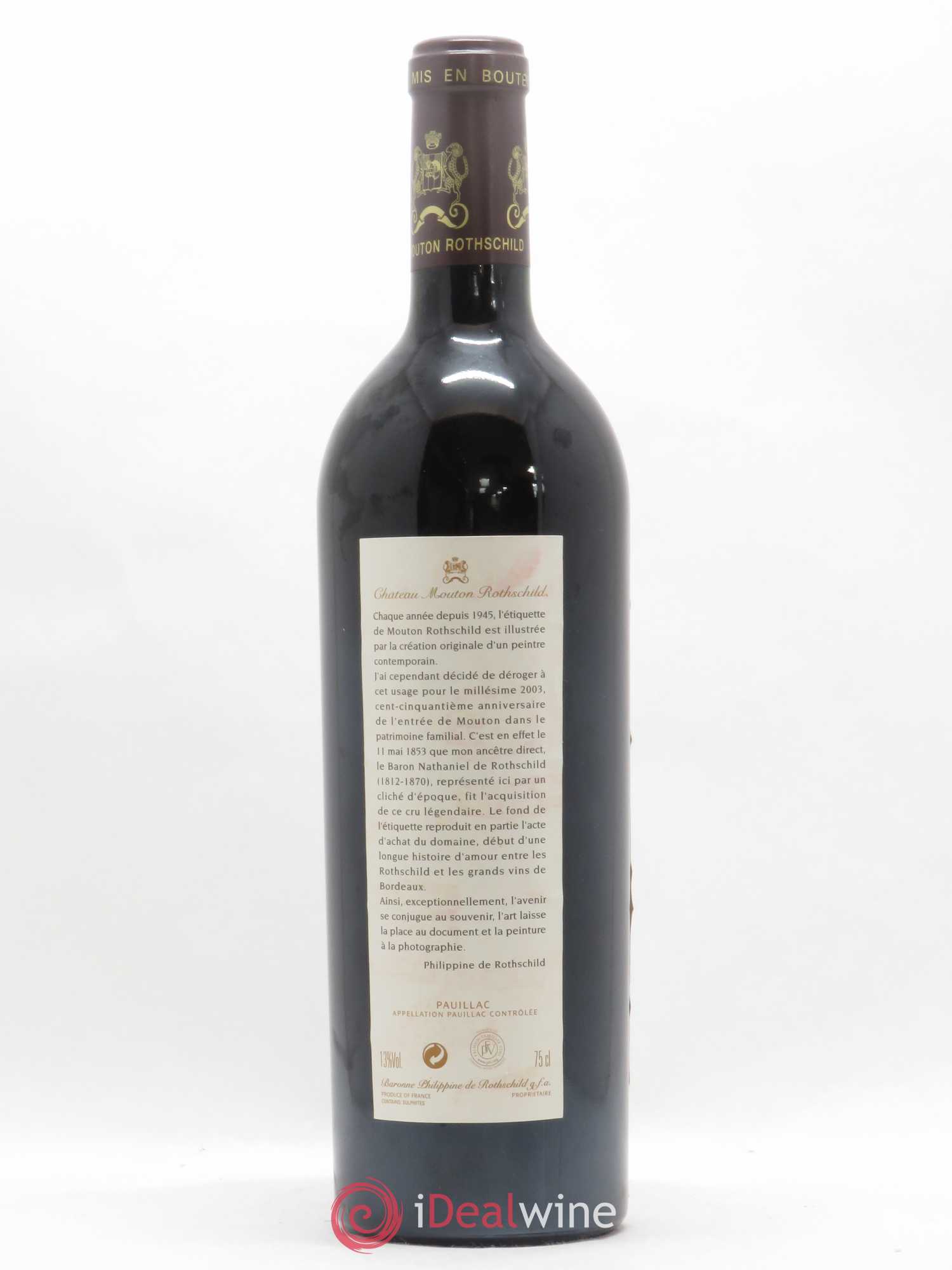 Château Mouton Rothschild 1er Grand Cru Classé 2003 - Lot de 1 bouteille - 1