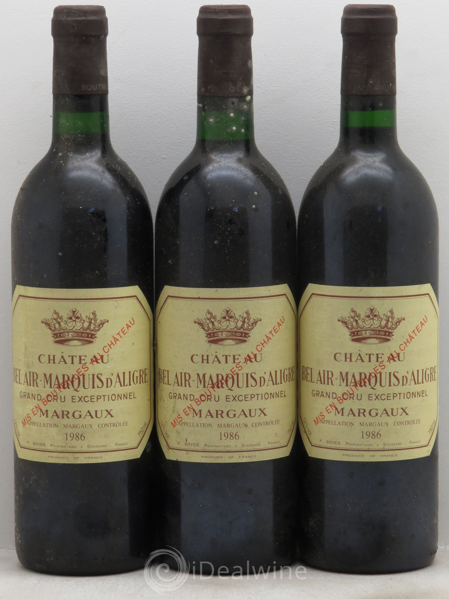 Château Bel Air Marquis d'Aligre 1986 - Lot de 3 bouteilles - 0