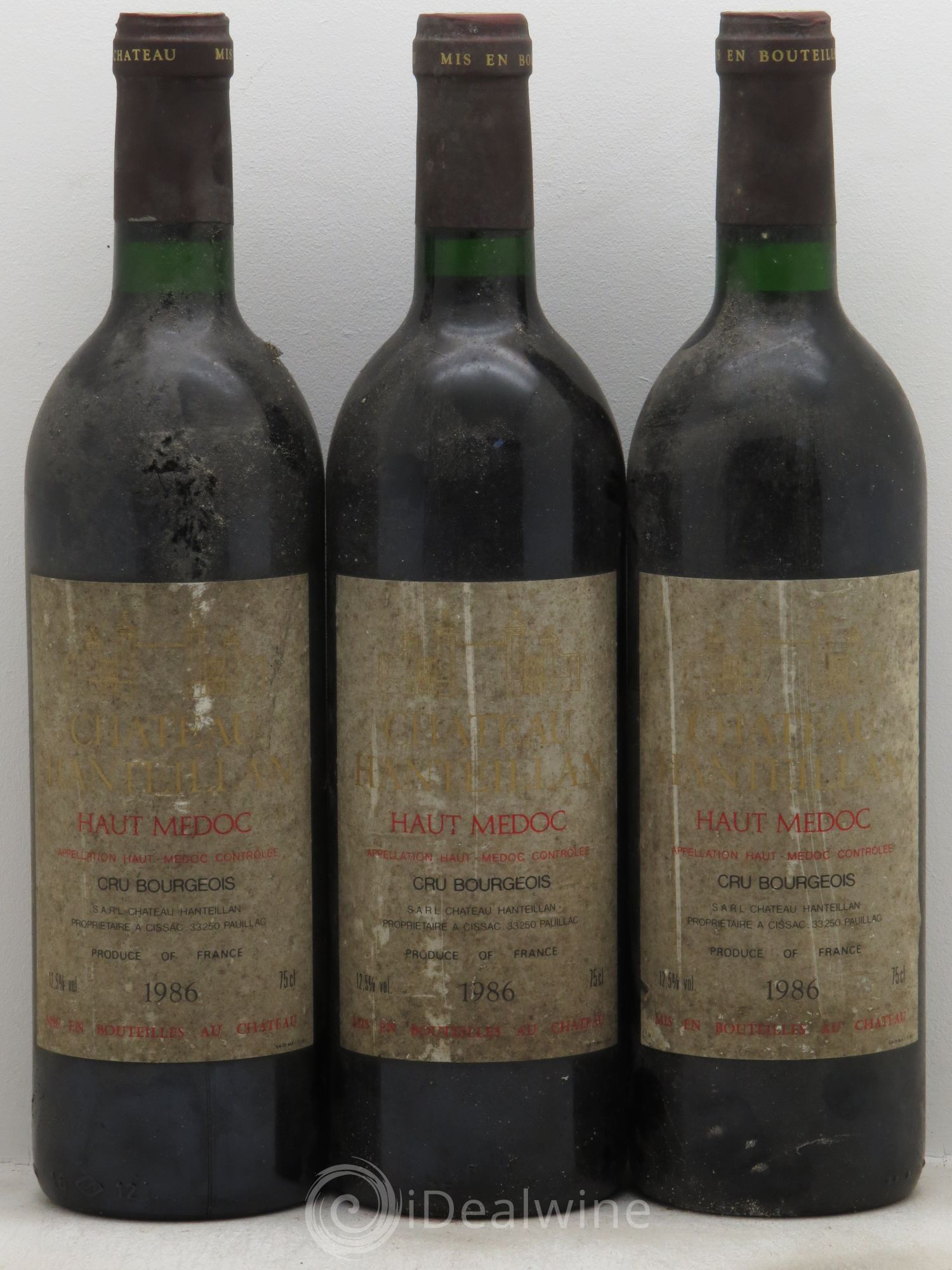 Château Hanteillan Cru Bourgeois 1986 - Lot de 3 bouteilles - 0
