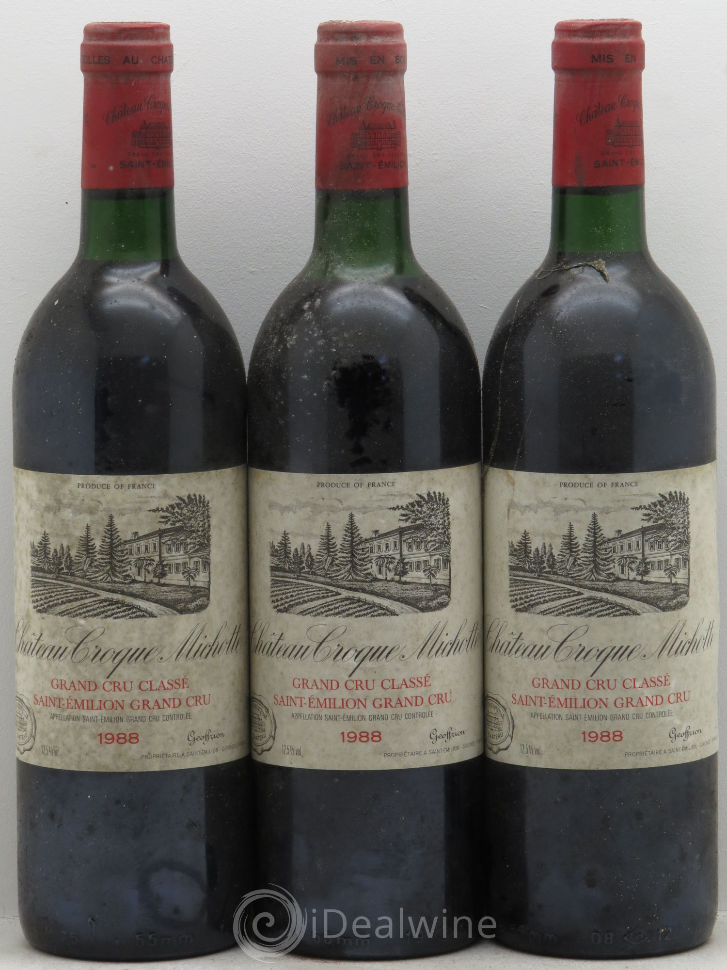 Château Croque Michotte 1988 - Lot de 3 bouteilles - 0