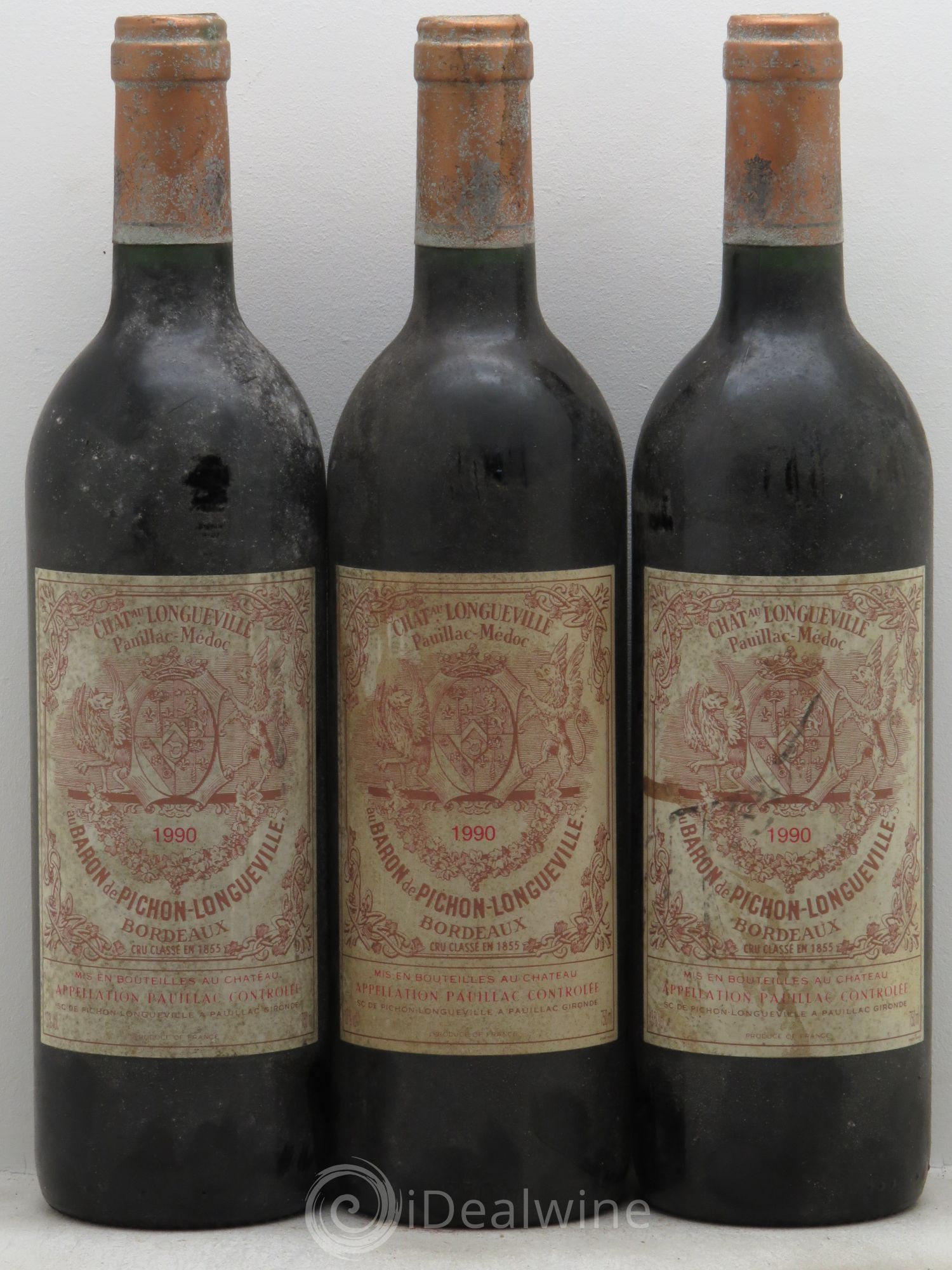 Pichon Longueville Baron 2ème Grand Cru Classé 1990 - Lot de 3 bouteilles - 0