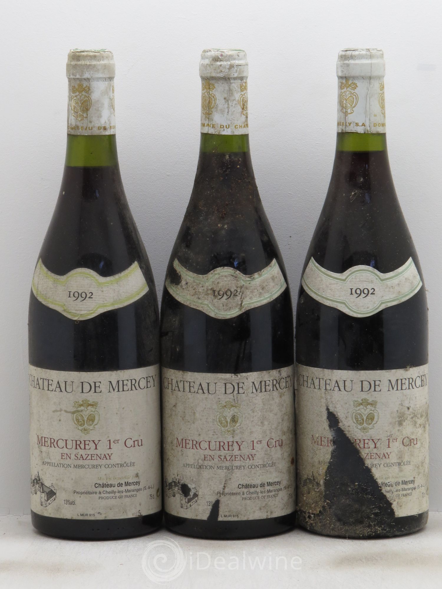 Mercurey 1er Cru en Sazenay Château de Mercey 1992 - Posten von 3 Flaschen - 0