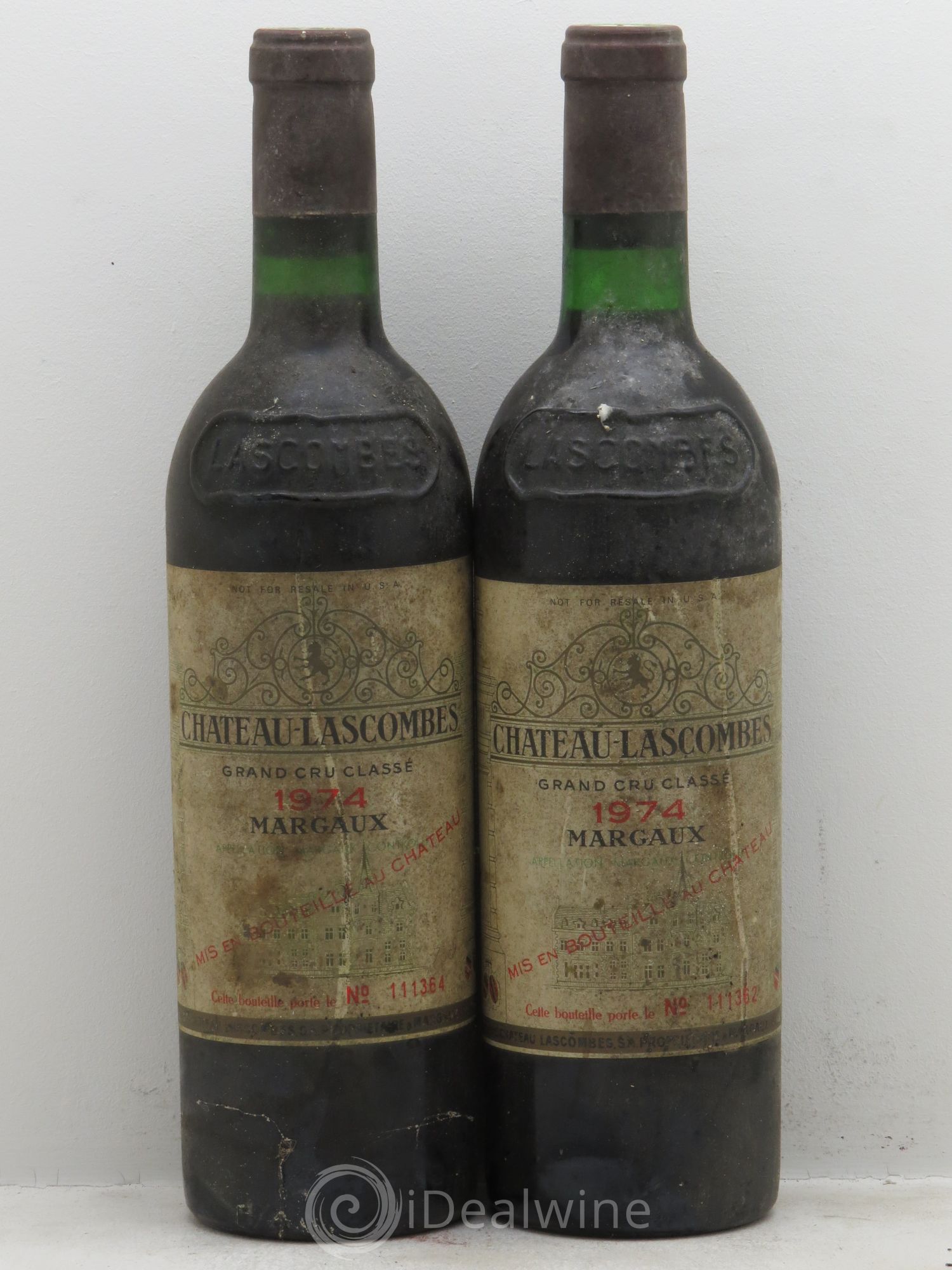 Château Lascombes 2ème Grand Cru Classé 1974 - Lot de 2 bouteilles - 0