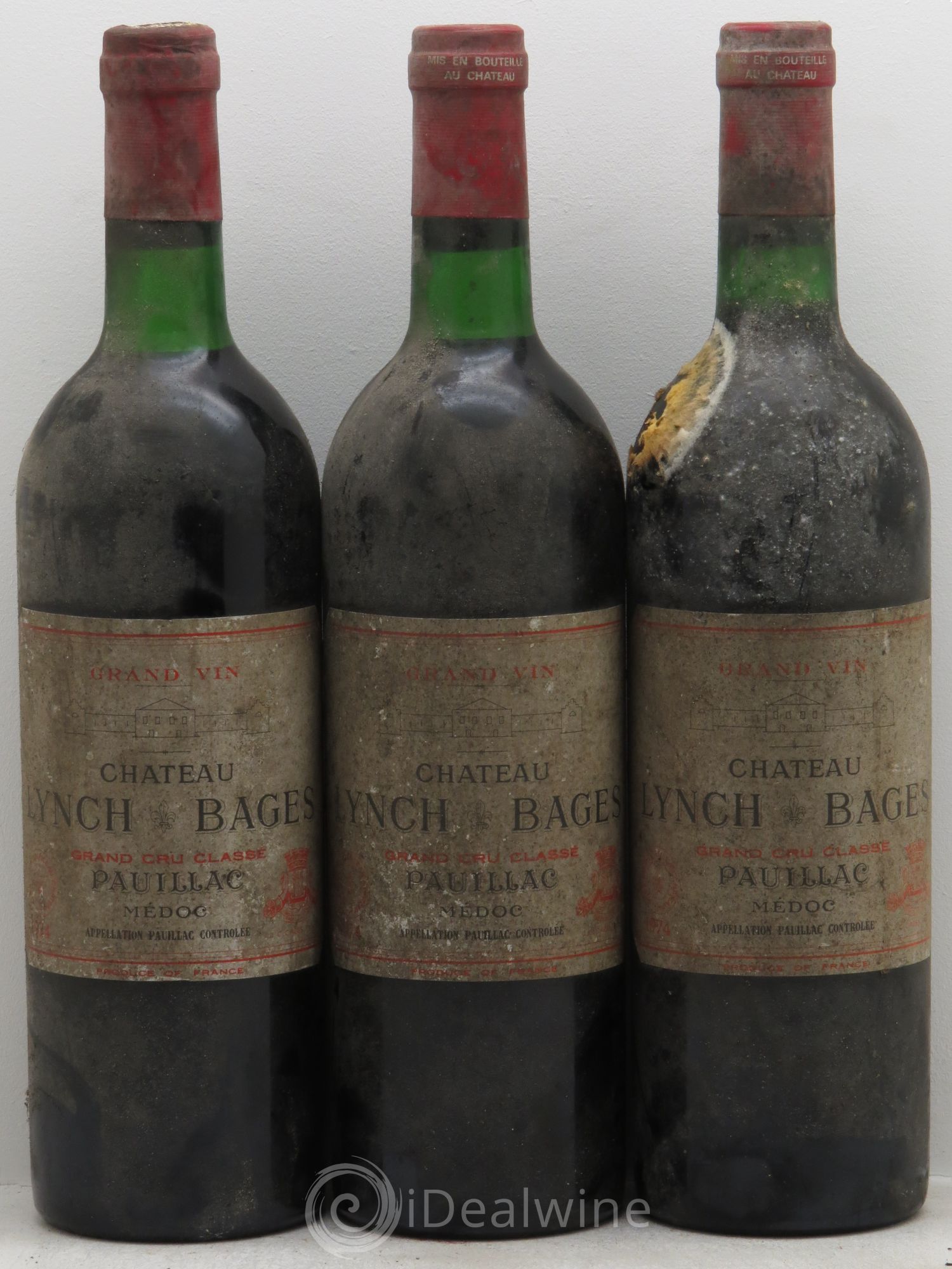 Château Lynch Bages 5ème Grand Cru Classé 1974 - Lot de 3 bouteilles - 0