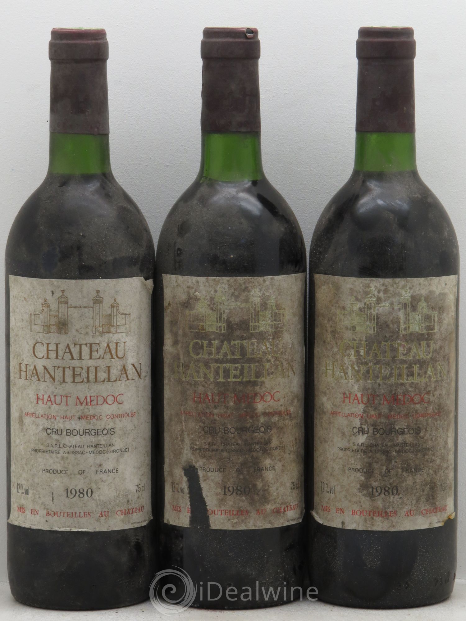 Château Hanteillan Cru Bourgeois 1980 - Lot de 3 bouteilles - 0