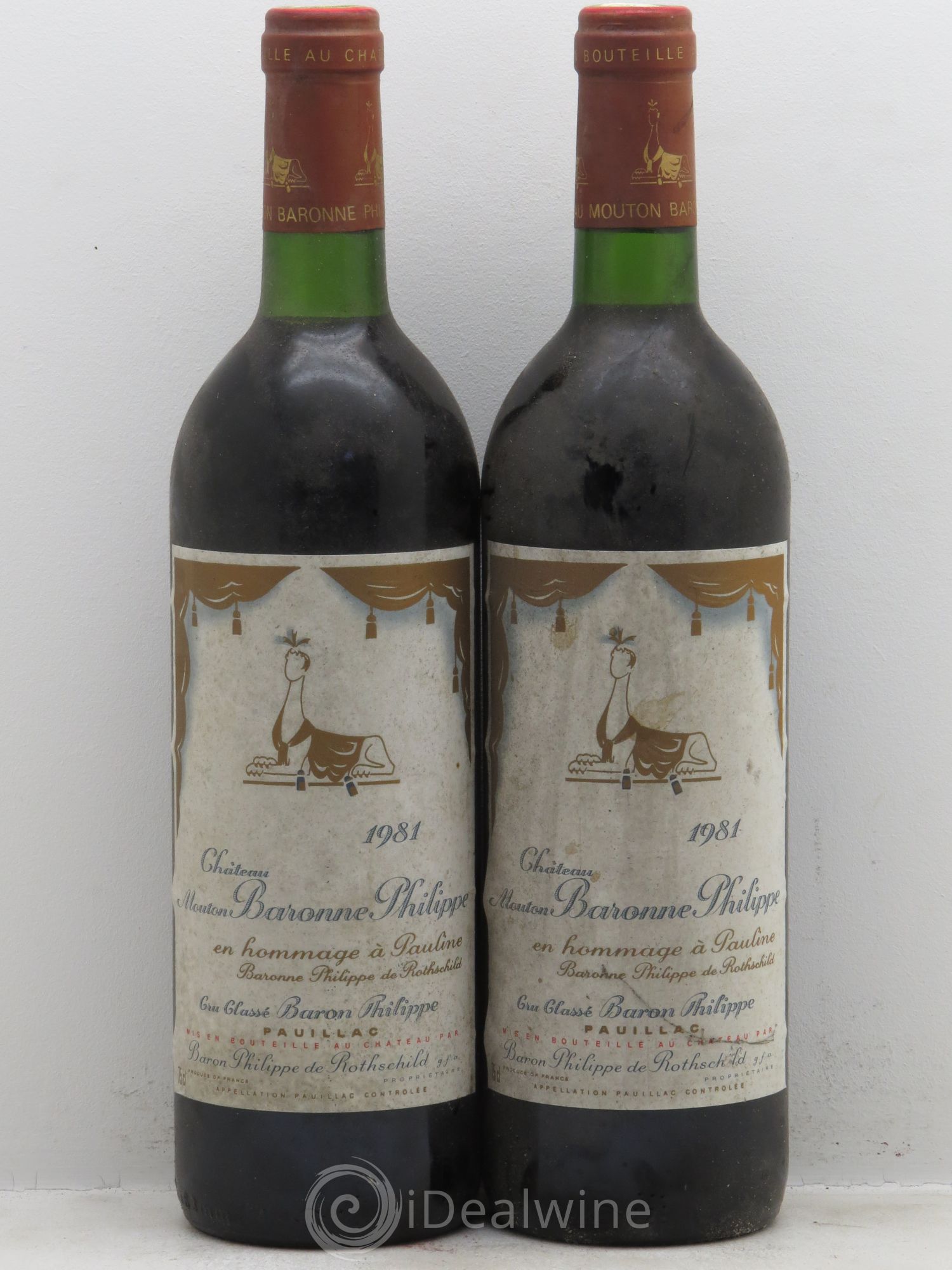 Château d' Armailhac - Mouton Baron(ne) Philippe 5ème Grand Cru Classé 1981 - Lot de 2 bouteilles - 0