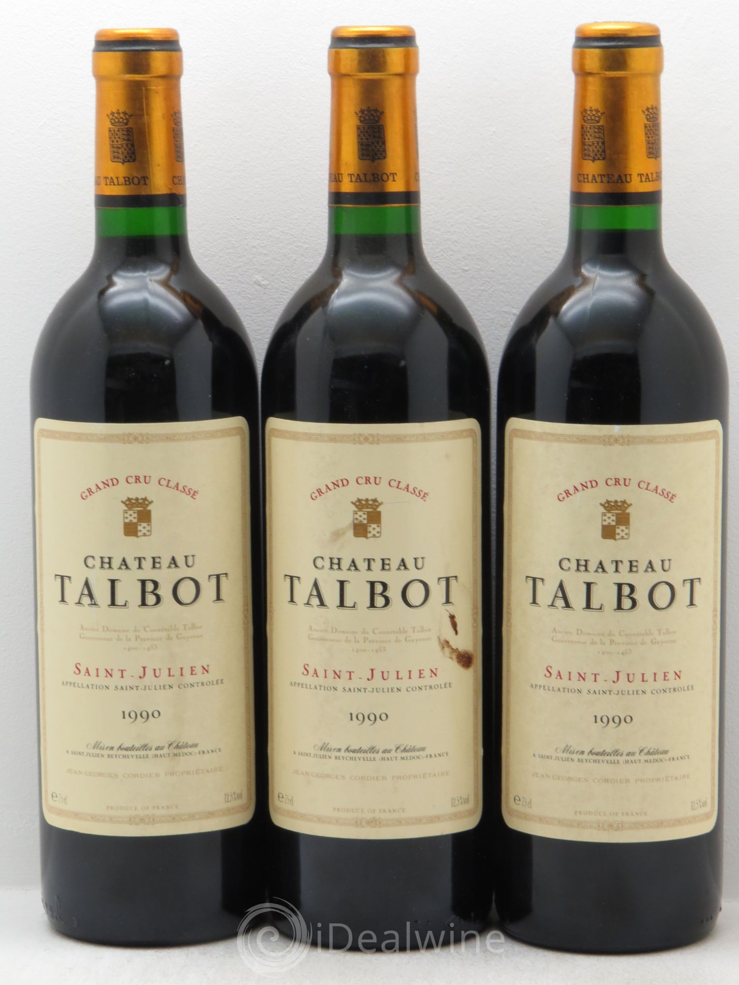 Château Talbot 4ème Grand Cru Classé 1990 - Lot de 3 bouteilles - 0