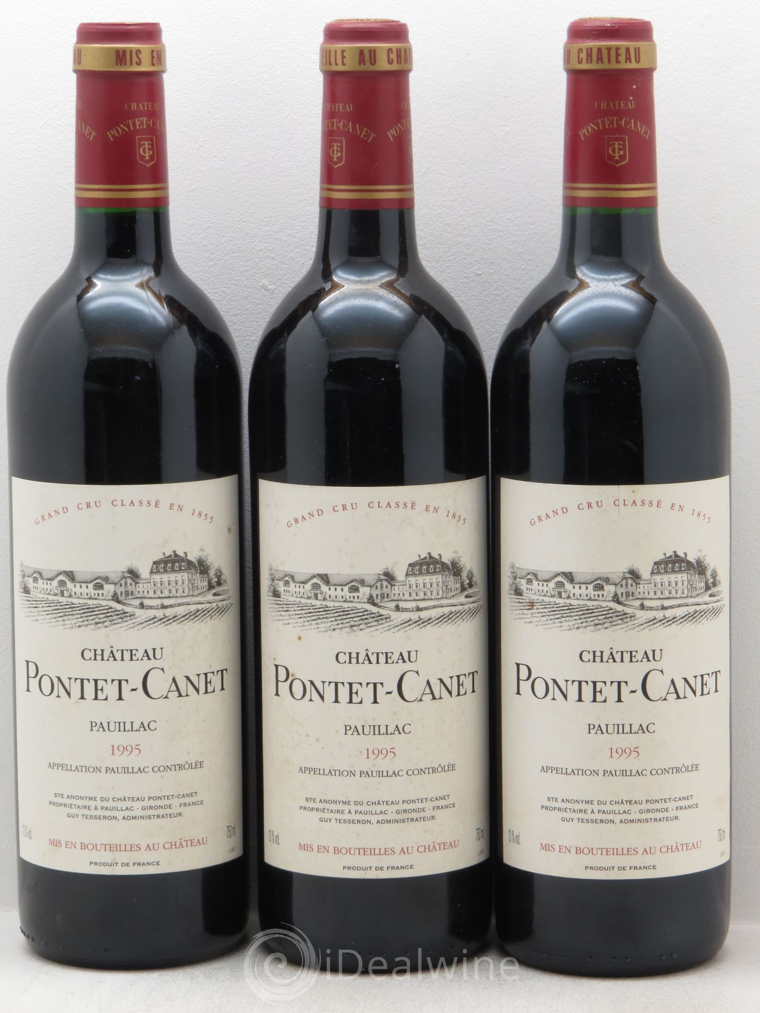 Château Pontet Canet 5ème Grand Cru Classé 1995 - Lot de 3 bouteilles - 0