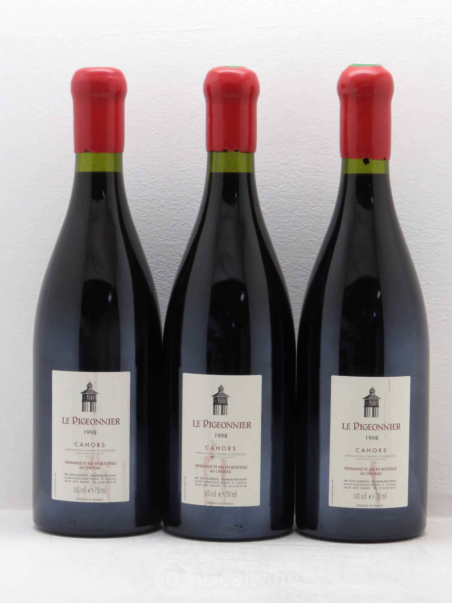 Cahors Château Lagrezette Le Pigeonnier Alain Dominique Perrin 1998 - Lot de 3 bouteilles - 1