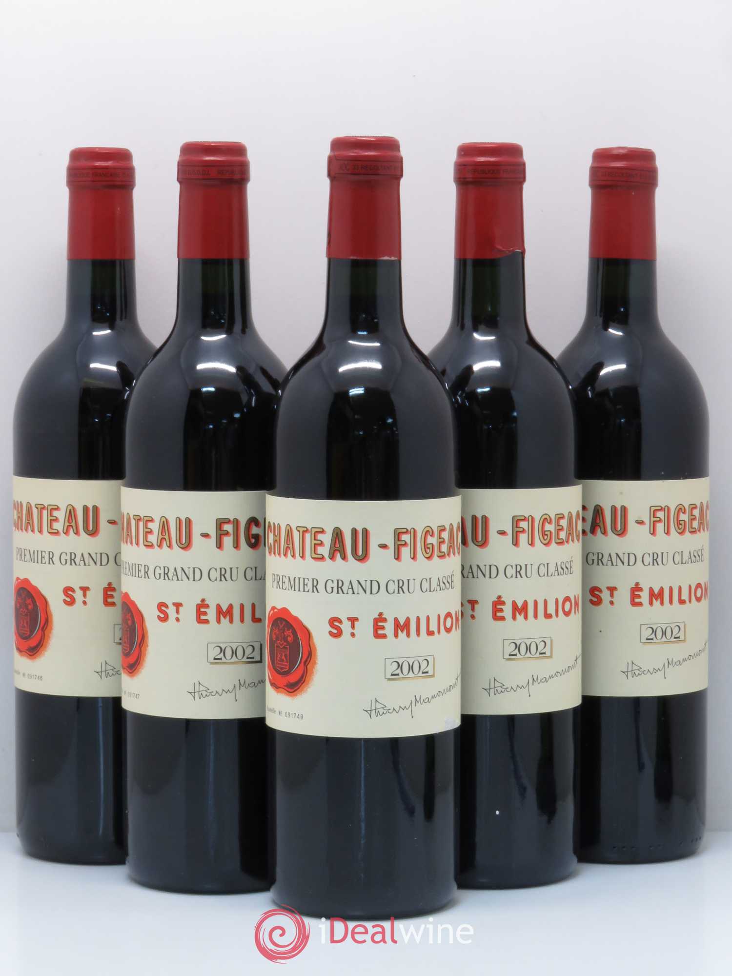 Château Figeac 1er Grand Cru Classé A 2002 - Lot de 5 bouteilles - 0