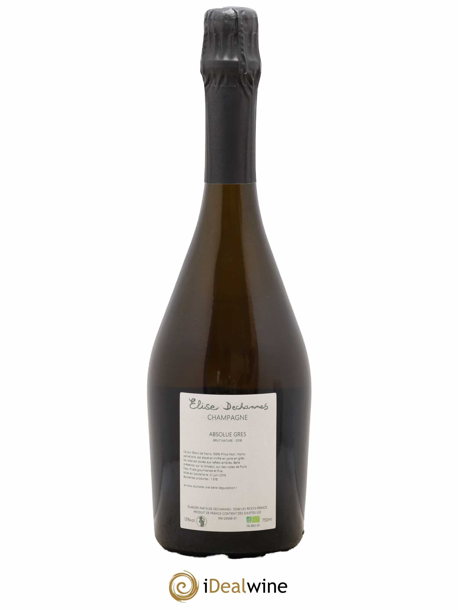 Absolue Grès Blanc de Noirs Brut Nature Elise Dechannes (Domaine) Absolue Grès Dechannes 2018 - Lot de 1 bouteille - 1