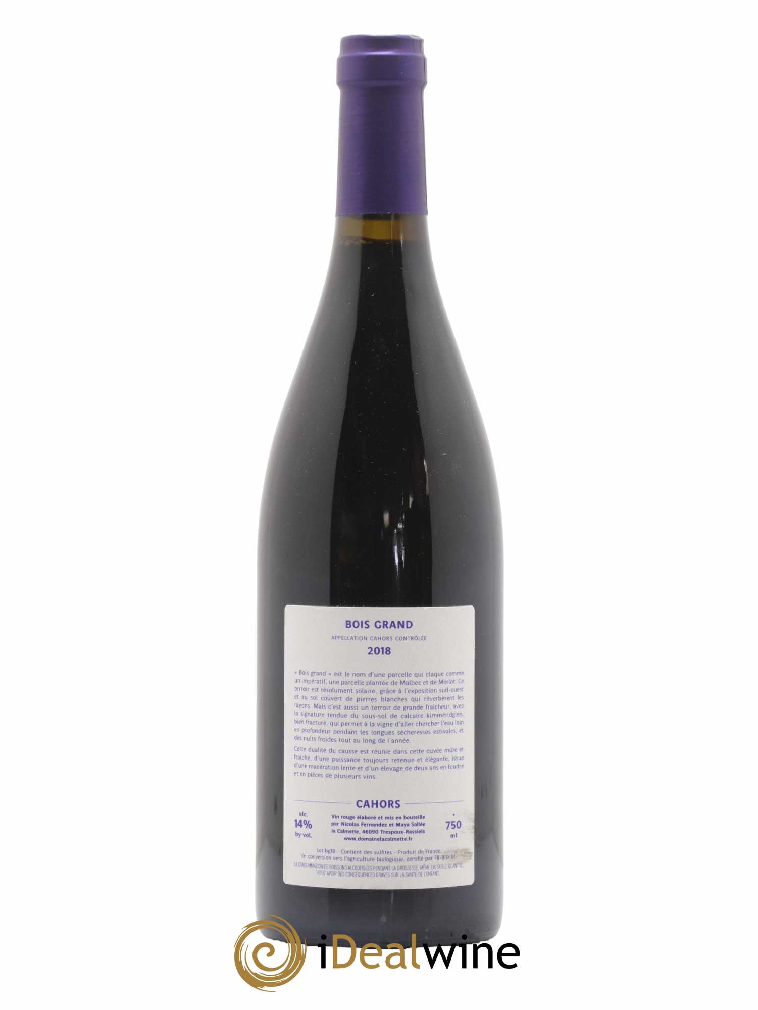 Cahors Bois Grand Domaine La Calmette 2018 - Lot de 1 bouteille - 1