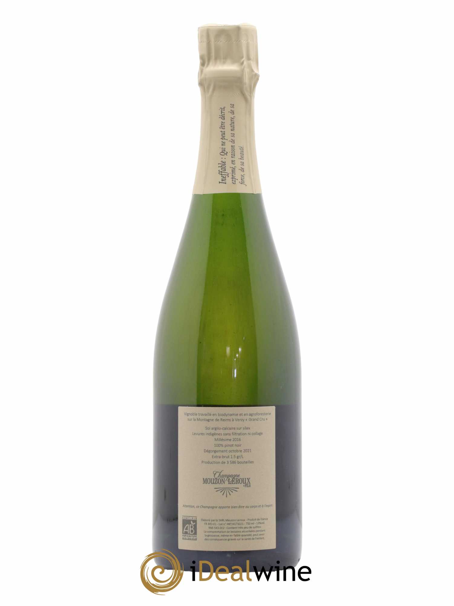 L'Ineffable Blanc de Noirs Verzy Grand Cru Extra-Brut Mouzon-Leroux  2016 - Lot de 1 bouteille - 1