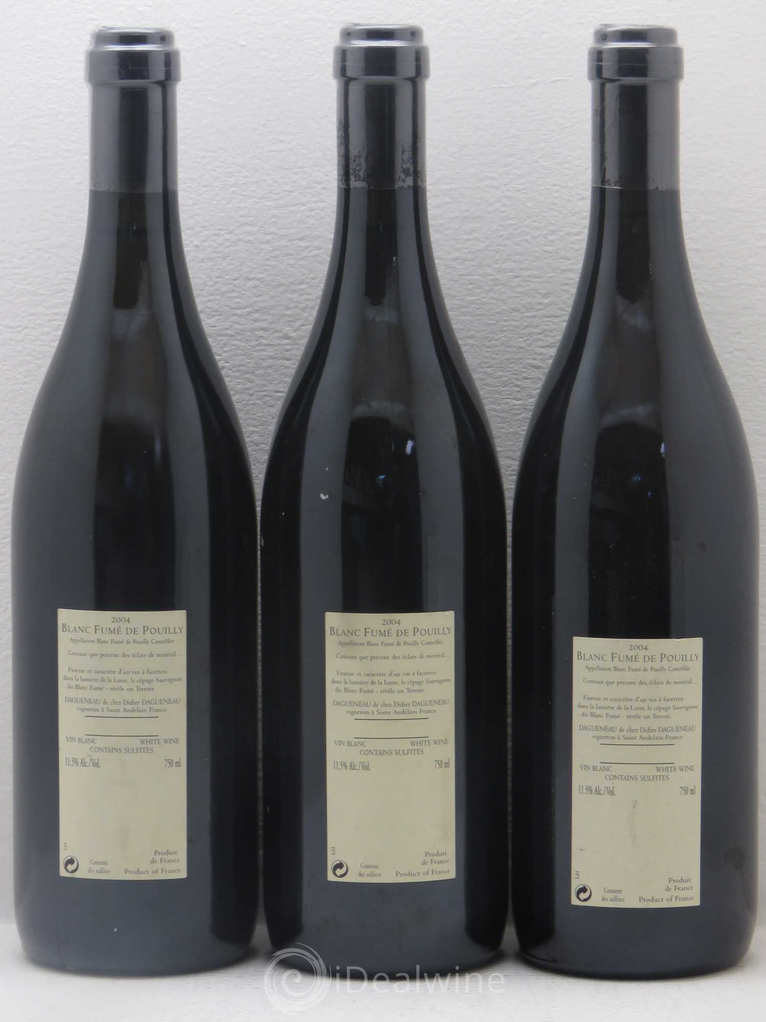 Pouilly-Fumé Blanc Fumé de Pouilly Dagueneau (Domaine Didier - Louis-Benjamin) 2004 - Lot de 3 bouteilles - 1
