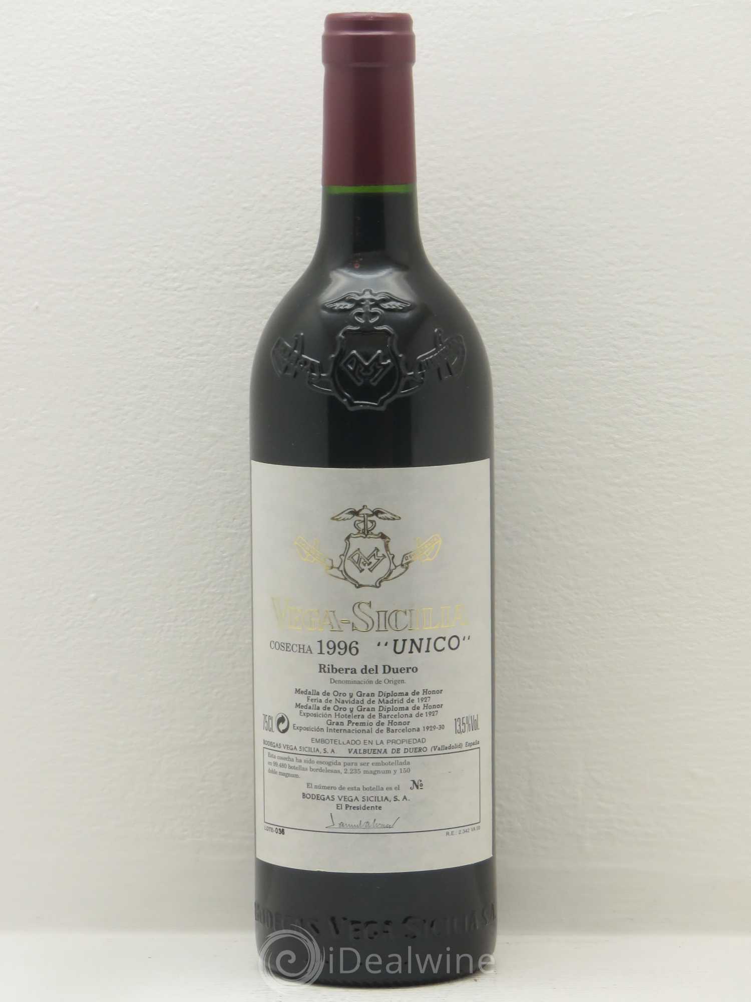 Ribera Del Duero DO Vega Sicilia Unico Famille Alvarez 1996 - Lot de 1 bouteille - 0