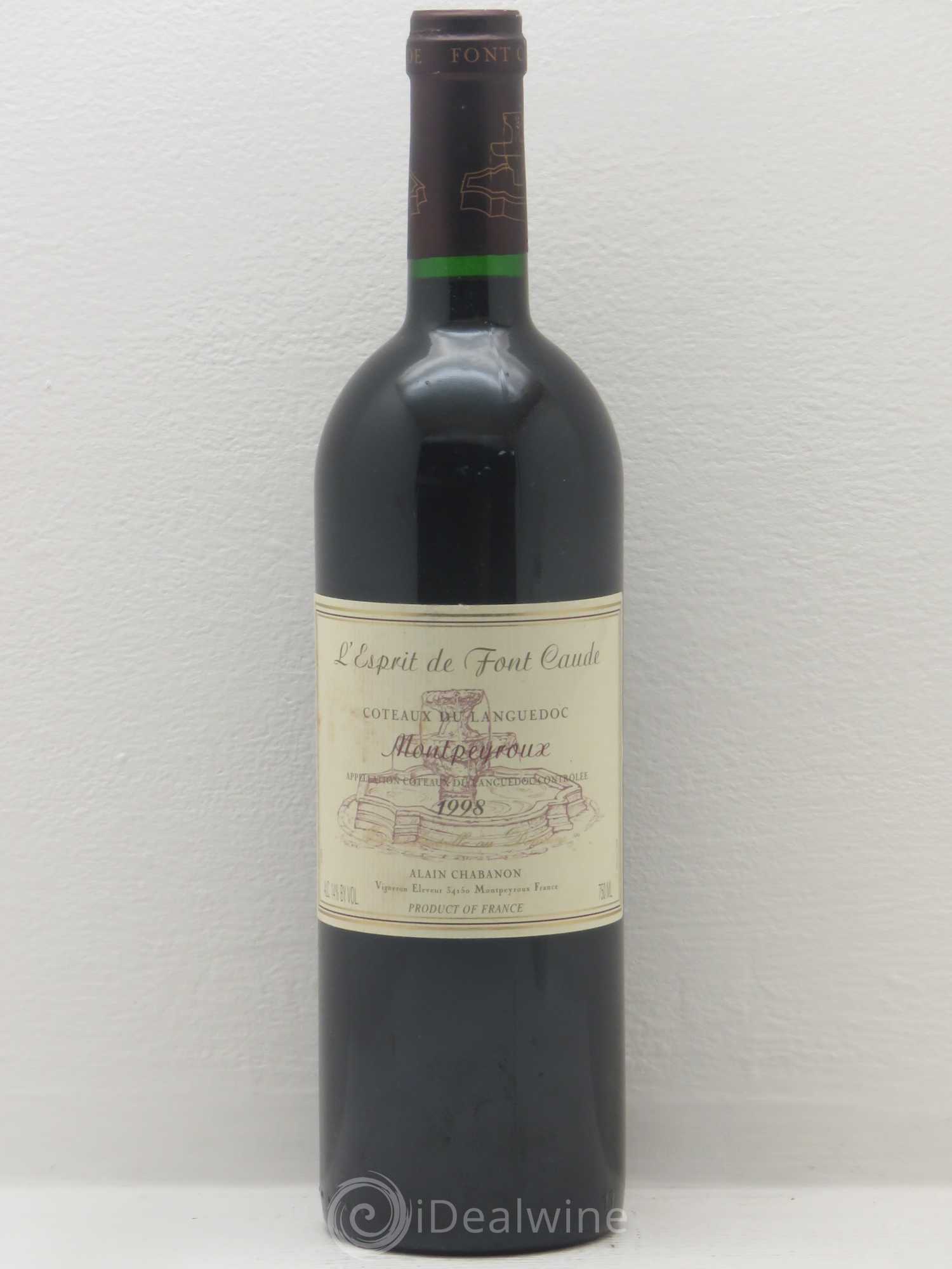 Languedoc Montpeyroux Alain Chabanon (Domaine) L'Esprit de Font Caude 1998 - Lot de 1 bouteille - 0