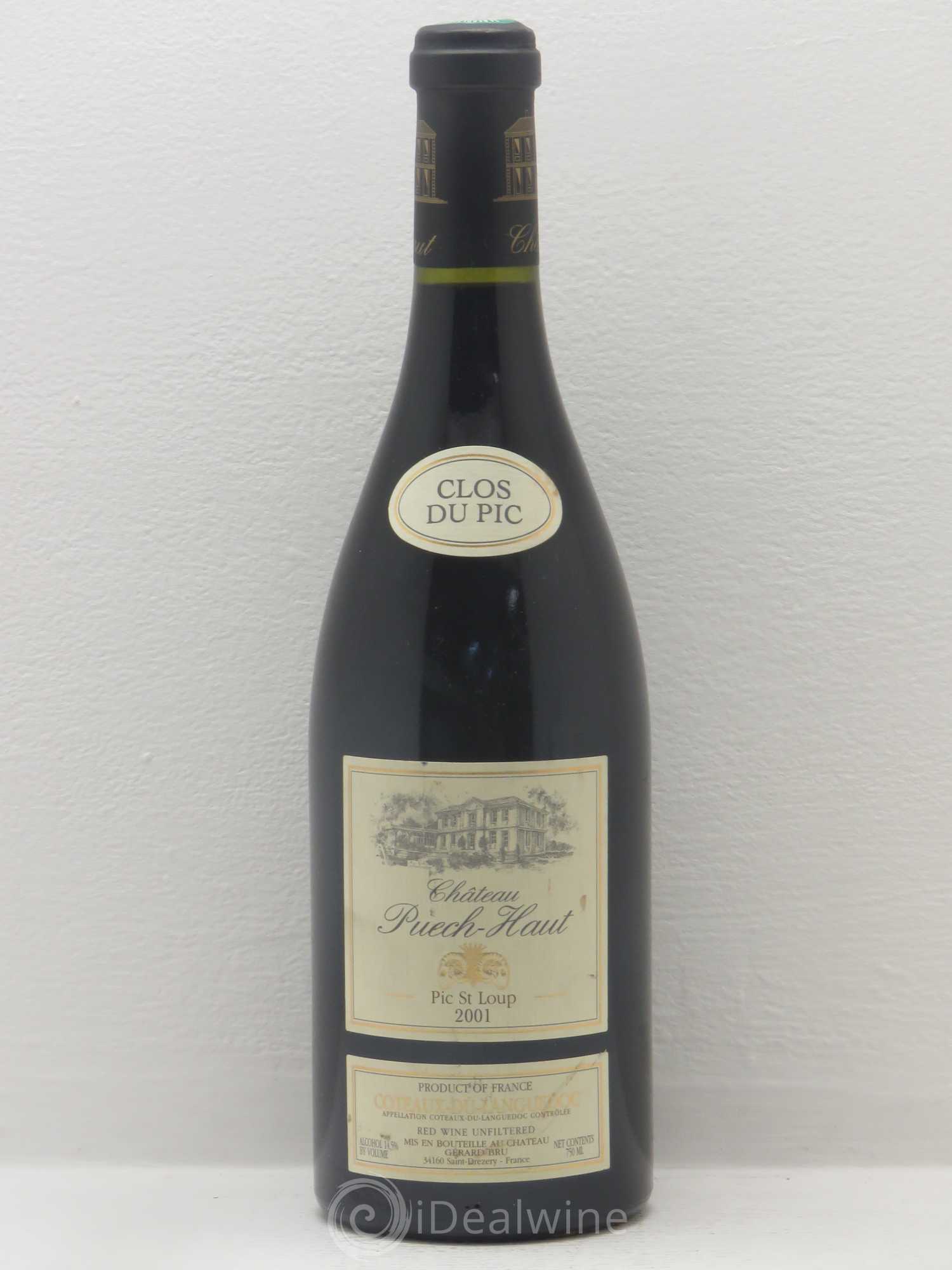 Coteaux du Languedoc Château Puech-Haut Gérard Bru Clos du Pic 2001 - Lot de 1 bouteille - 0