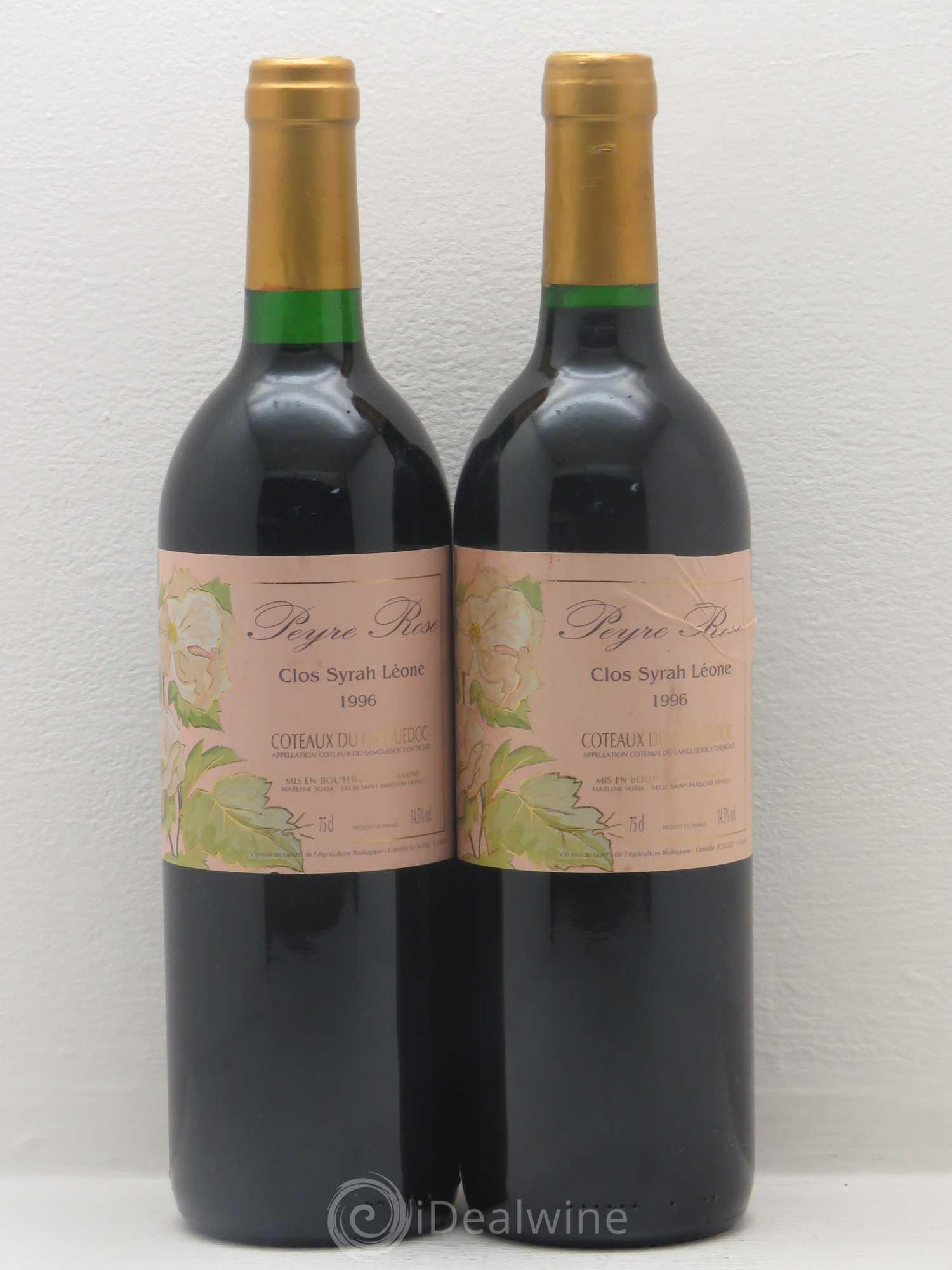 Coteaux du Languedoc Domaine Peyre Rose Belle Léone (anciennement Syrah Léone) Marlène Soria 1996 - Lot de 2 bouteilles - 0