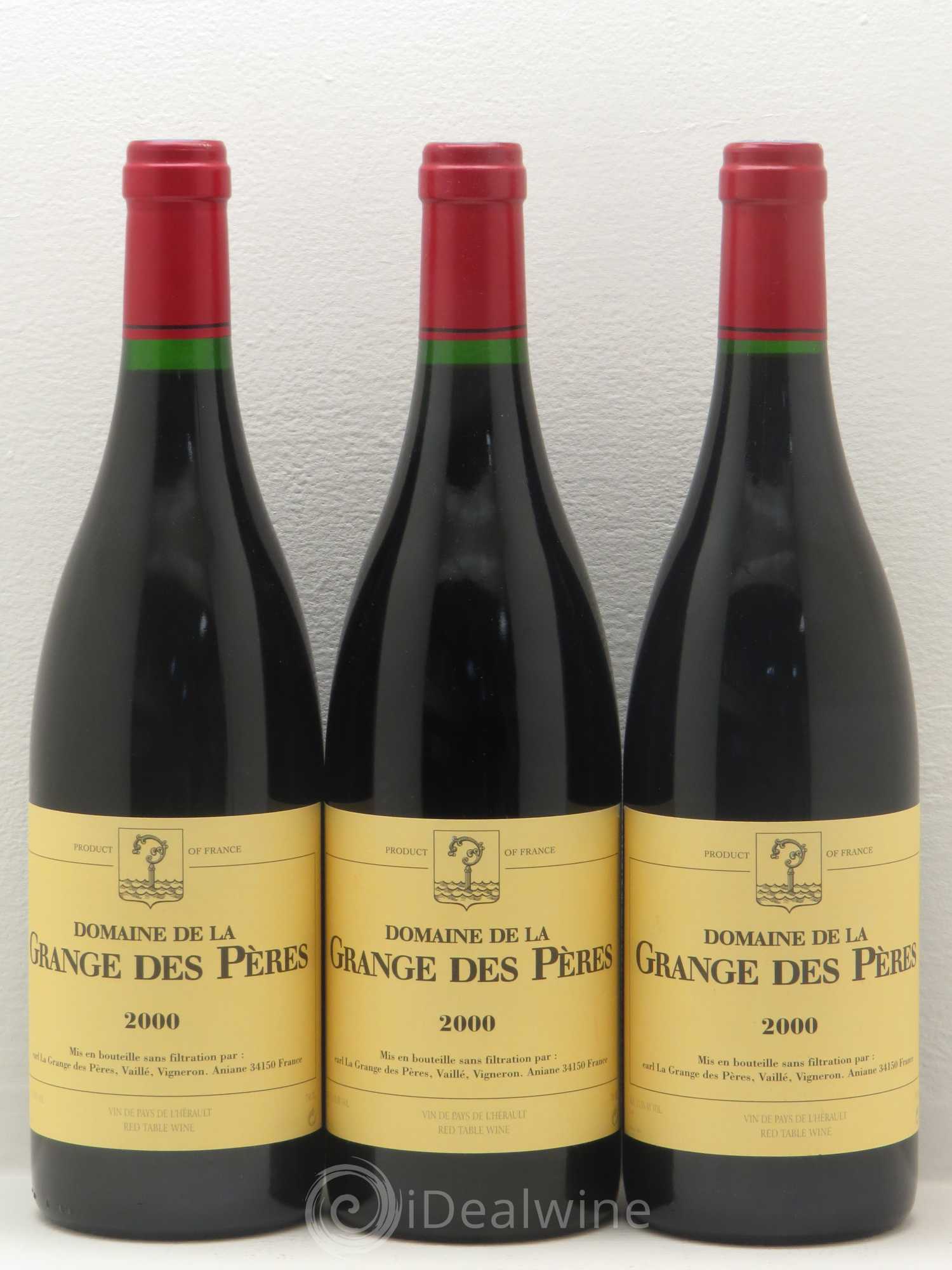 Pays d'Hérault Grange des Pères Laurent Vaillé 2000 - Lot de 3 bouteilles - 0