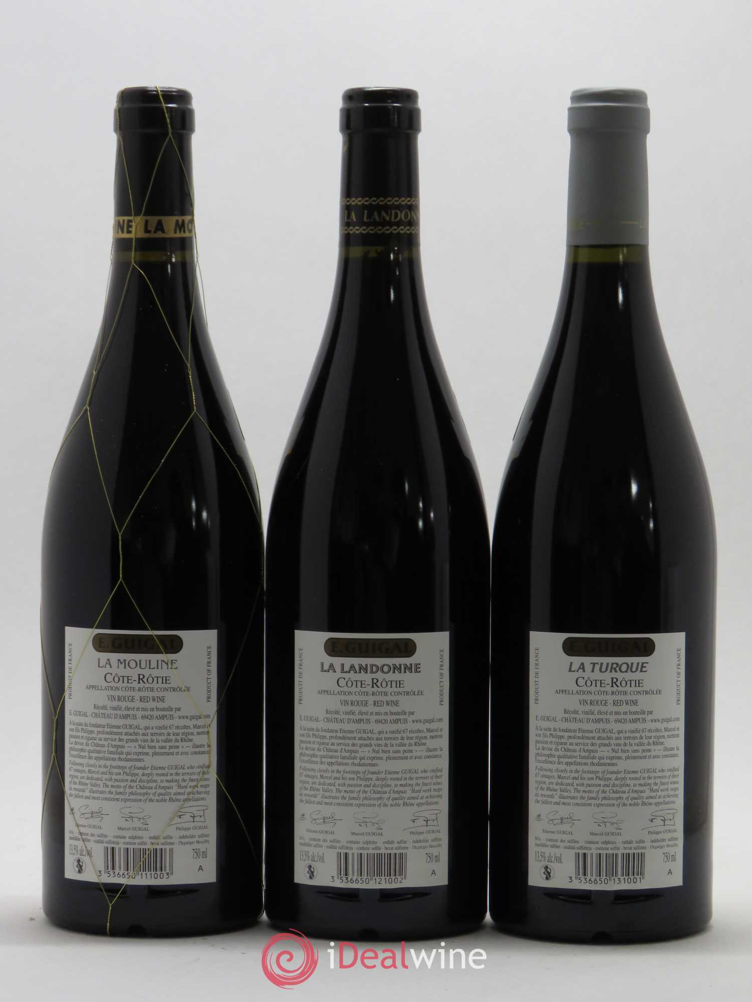 Côte-Rôtie Guigal Trilogie La Turque - La Landonne - La Mouline 2012 - Lot de 3 bouteilles - 1