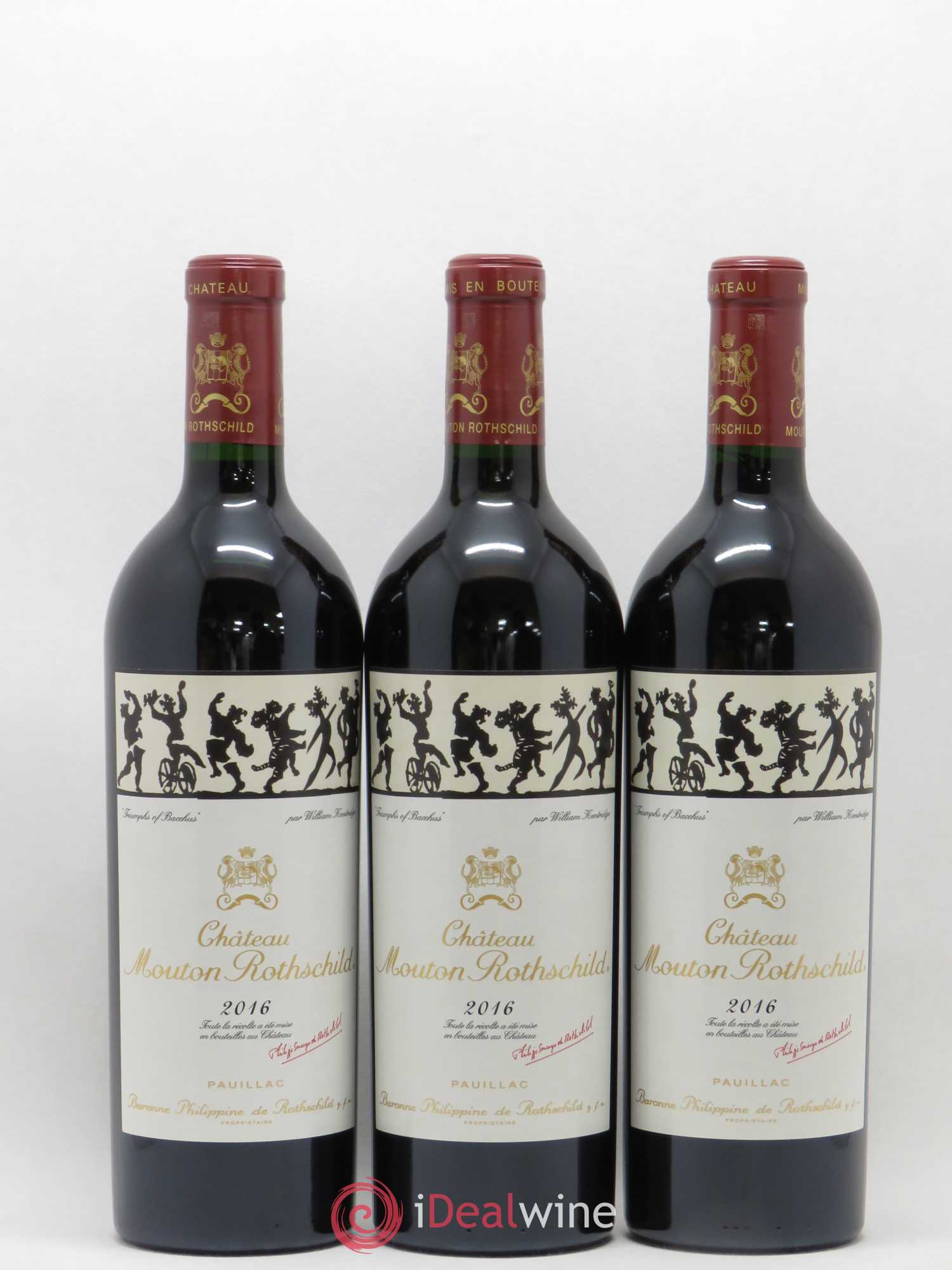Château Mouton Rothschild 1er Grand Cru Classé 2016 - Lot de 3 bouteilles - 0