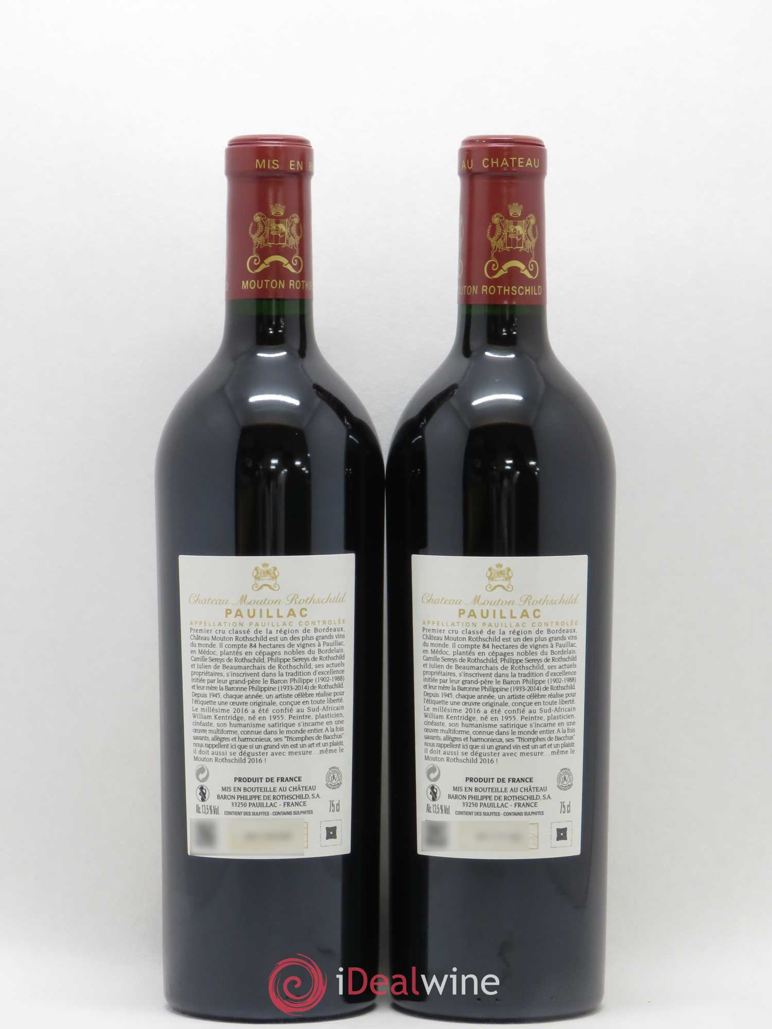 Château Mouton Rothschild 1er Grand Cru Classé 2016 - Lot de 2 bouteilles - 1