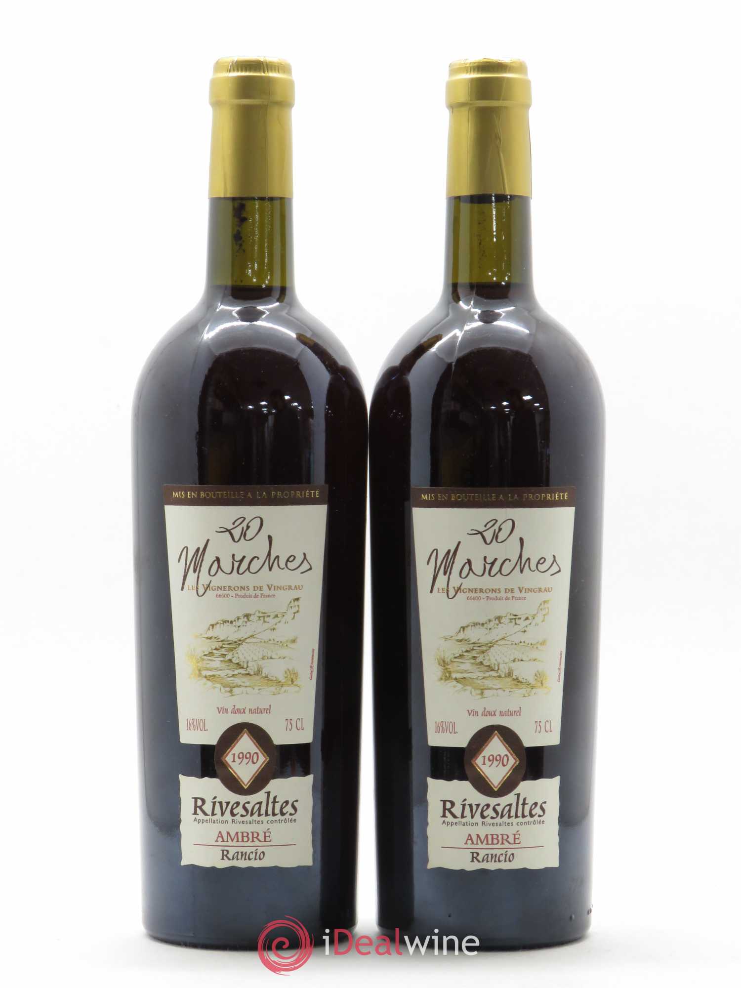 Rivesaltes 20 marches Vignerons de Vingrau 1990 - Posten von 2 Flaschen - 0