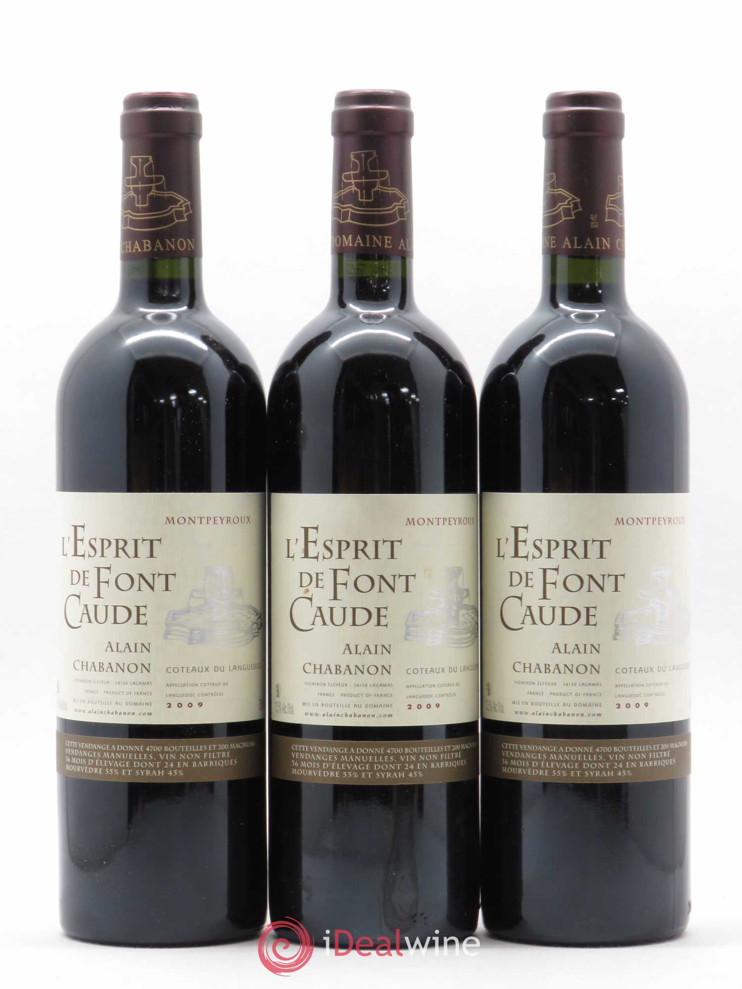 Languedoc Montpeyroux Alain Chabanon (Domaine) L'Esprit de Font Caude 2009 - Lot de 3 bouteilles - 0