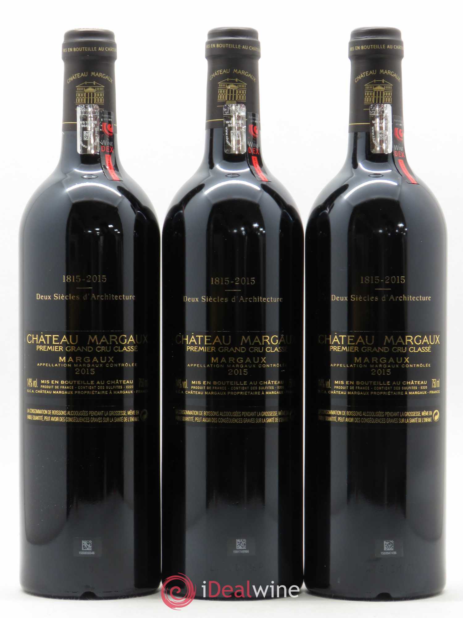 Château Margaux 1er Grand Cru Classé 2015 - Lot de 3 bouteilles - 1
