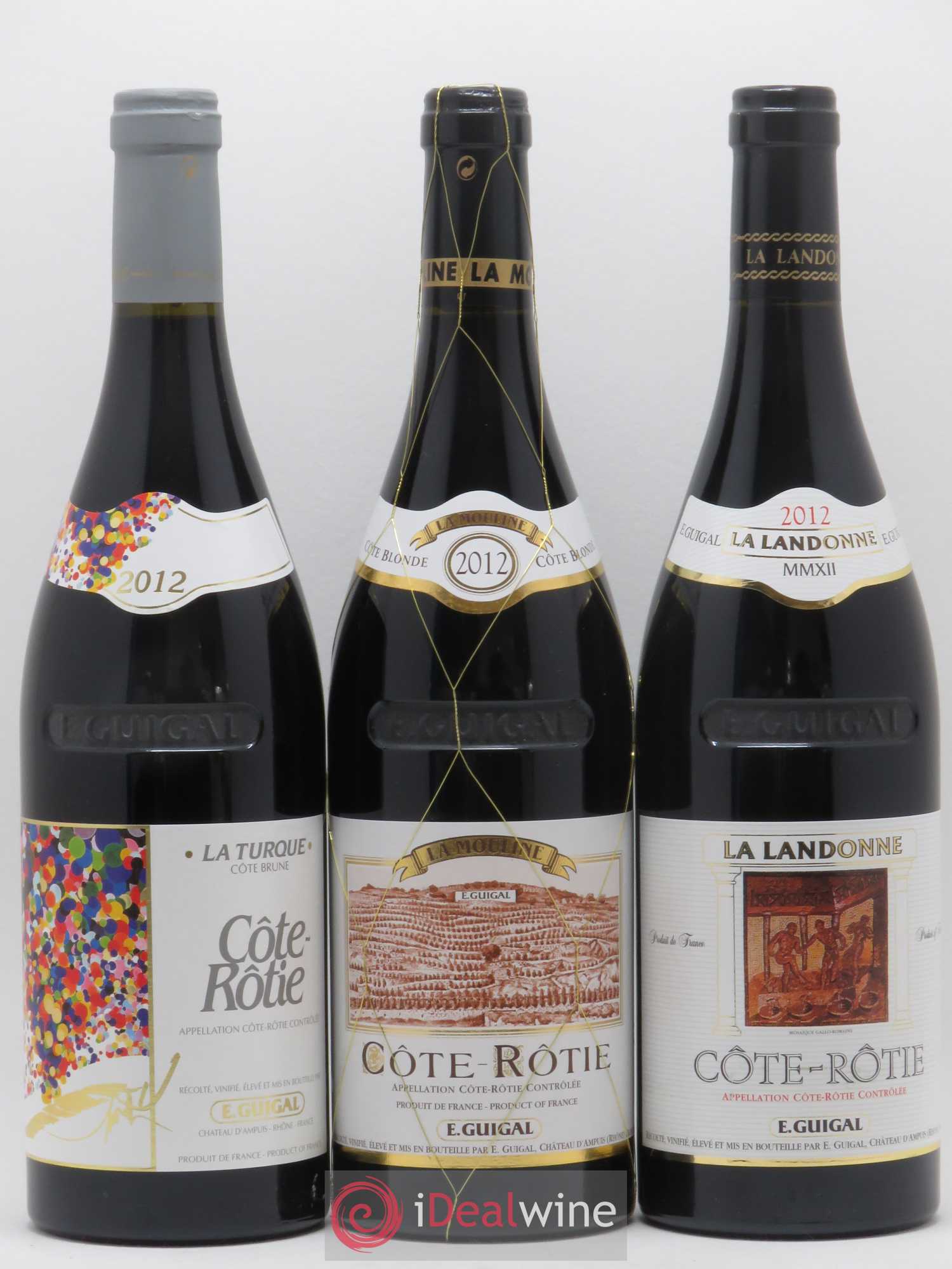 Côte-Rôtie Guigal Trilogie La Turque - La Landonne - La Mouline 2012 - Lot de 3 bouteilles - 0