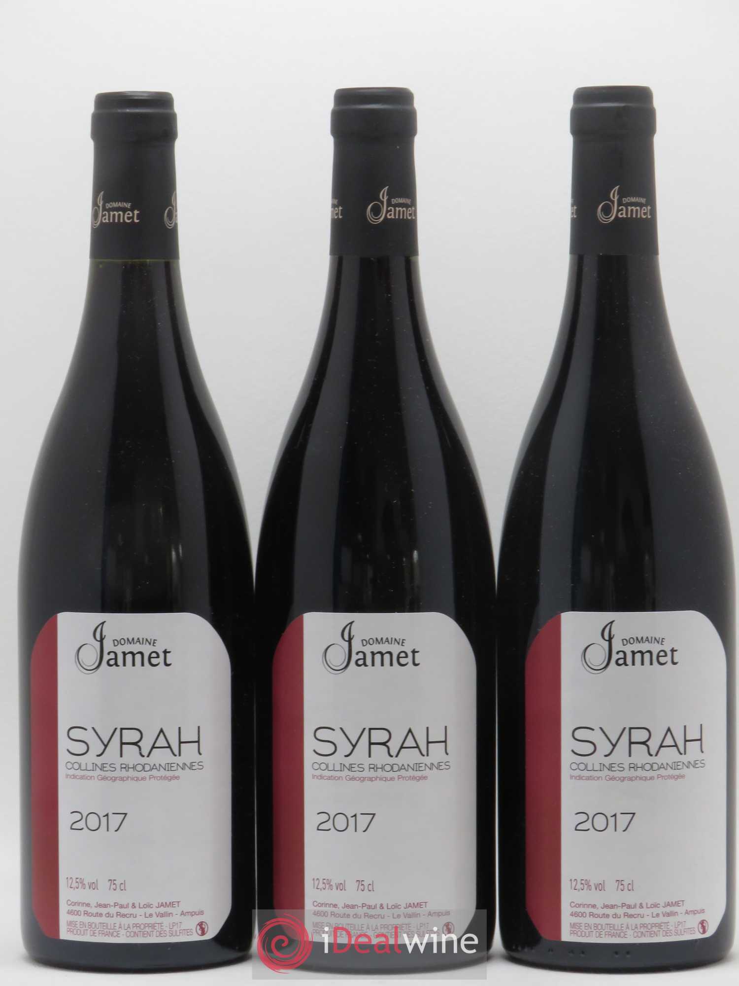 Collines Rhodaniennes Syrah Jamet (Domaine) 2017 - Posten von 3 Flaschen - 0