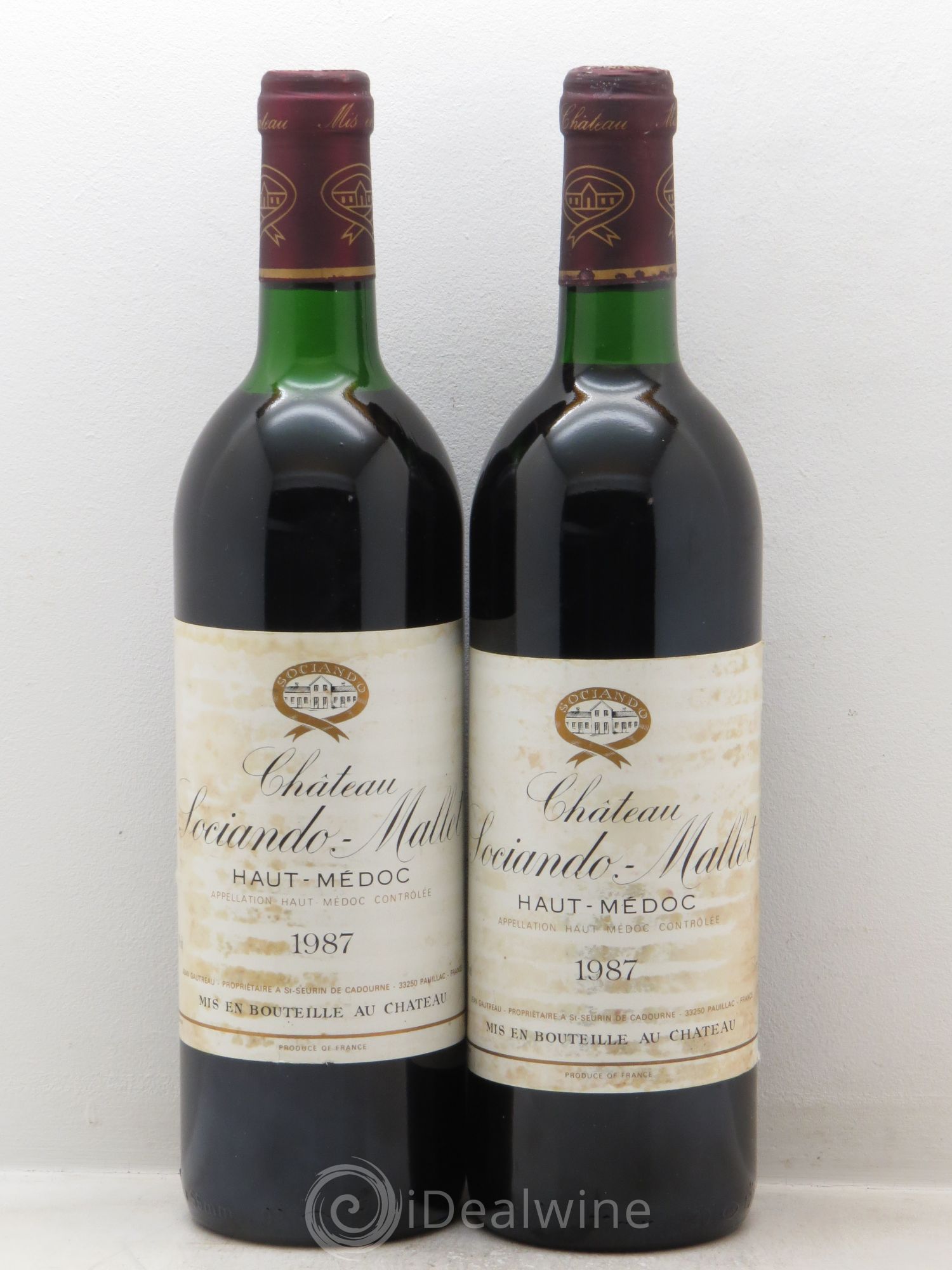 Château Sociando Mallet 1987 - Lot de 2 bouteilles - 0
