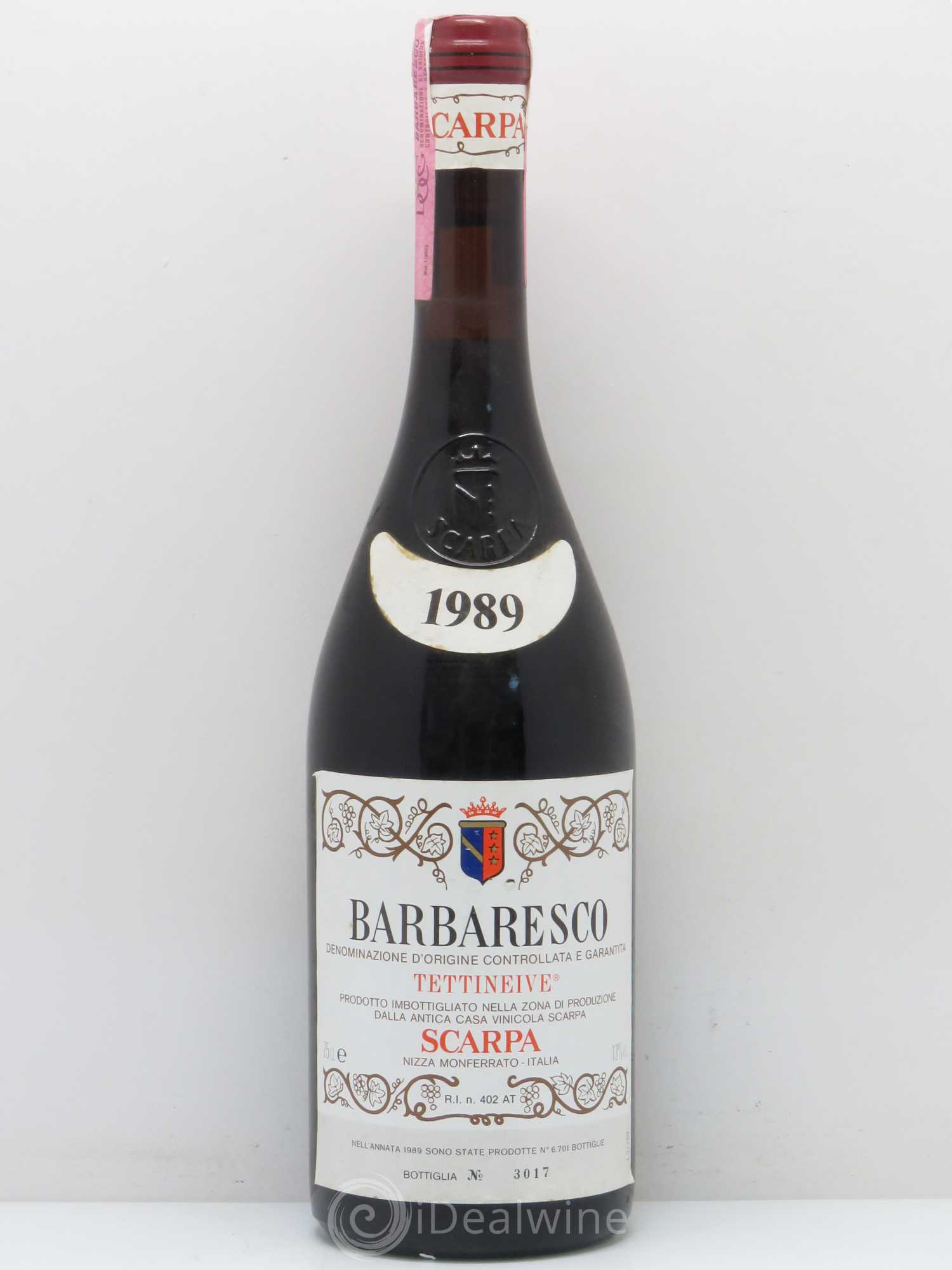 Barbaresco DOCG Tettineive Scarpa 1989 - Lot de 1 bouteille - 0