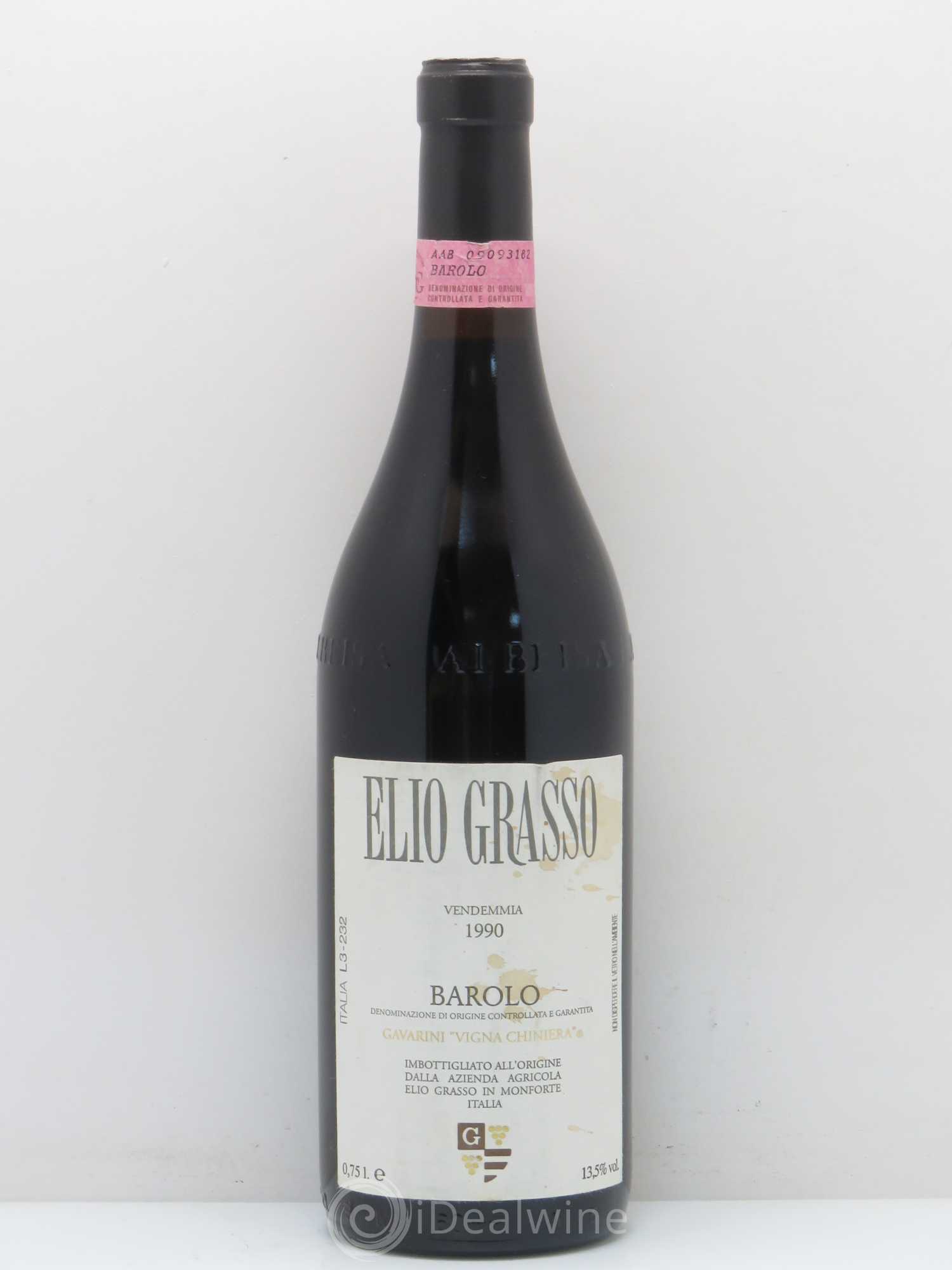 Barolo Gavarini Chiniera Elio Grasso 1990 - Lot de 1 bouteille - 0