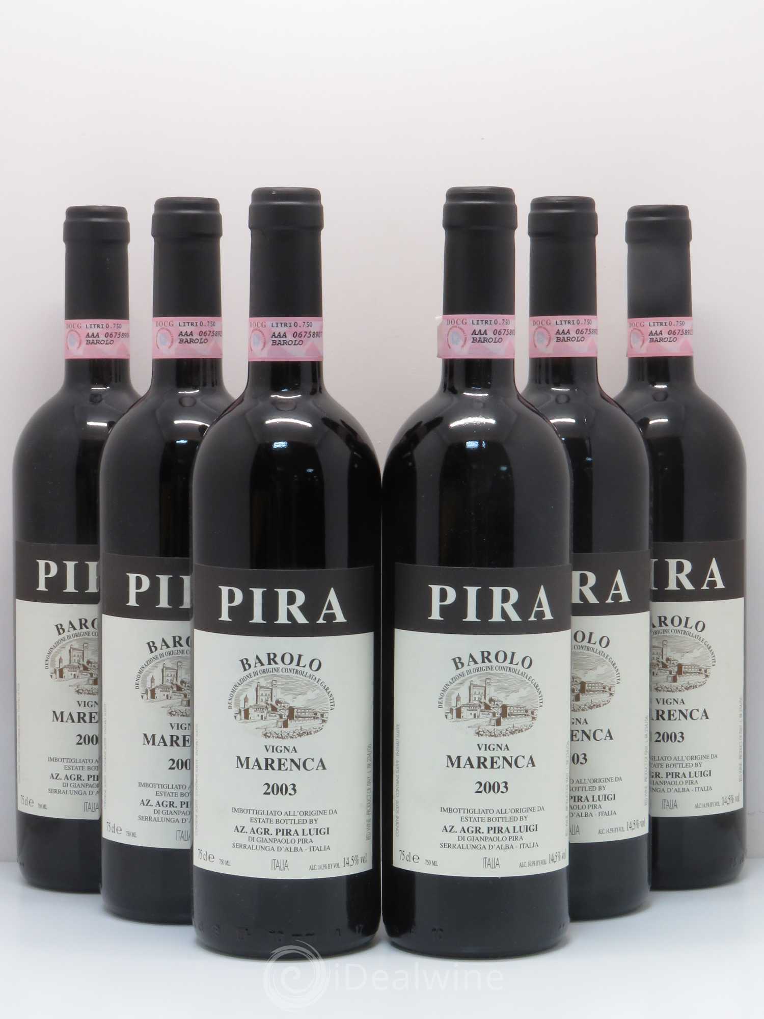 Barolo Marenca Pira Luigi (sans prix de réserve) 2003 - Posten von 6 Flaschen - 0