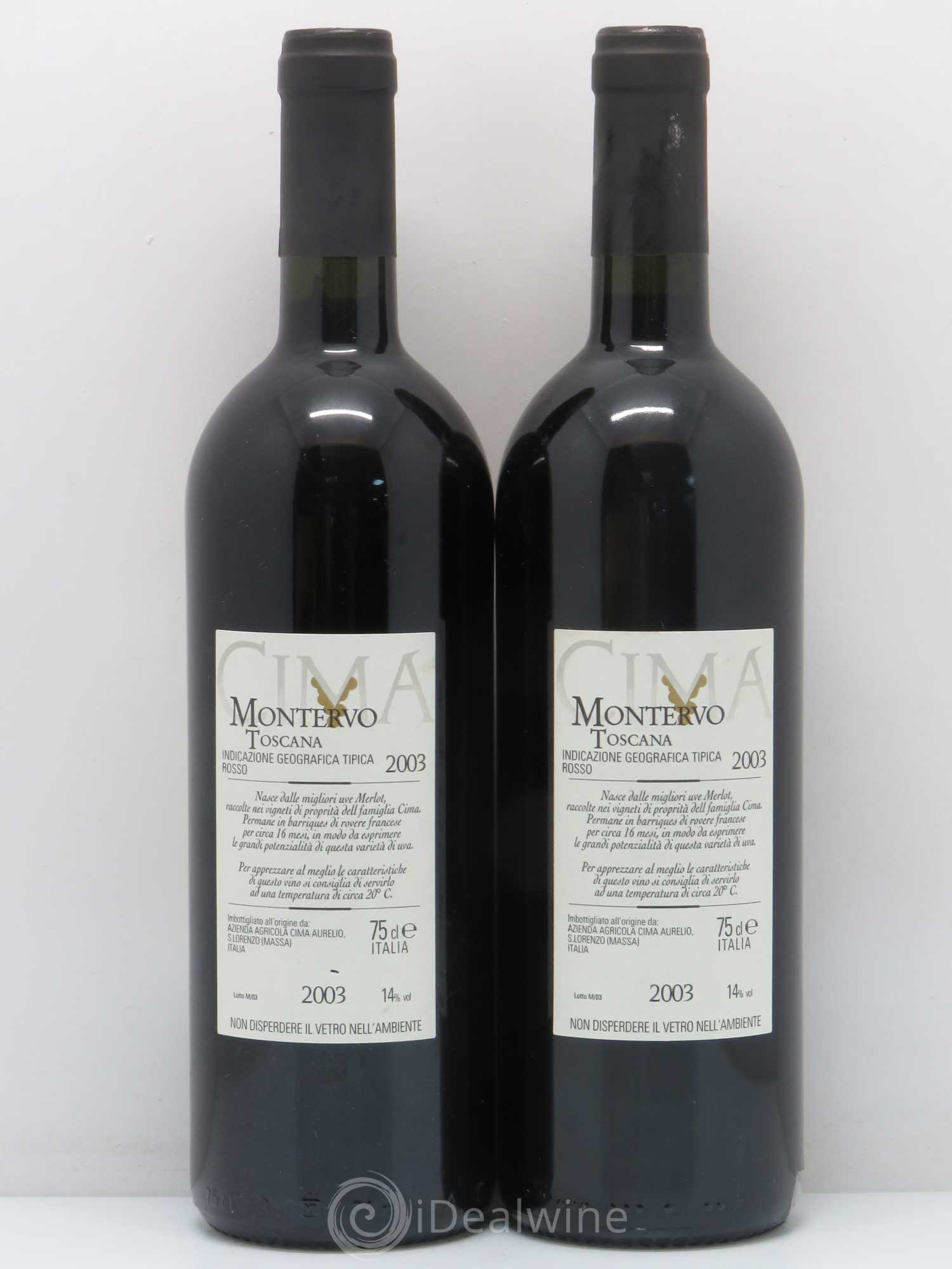 Italie Montervo melot Cima (sans prix de réserve) 2003 - Posten von 2 Flaschen - 1