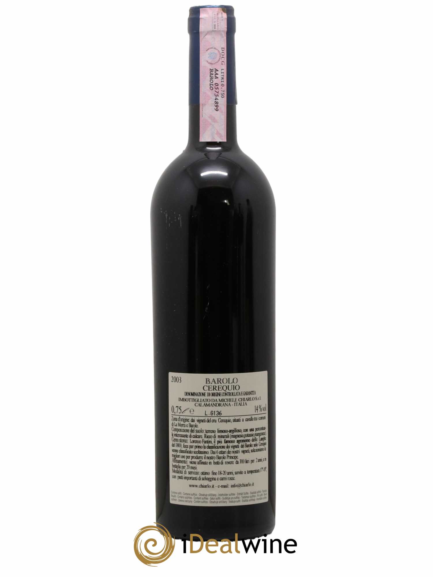 Barolo Cerequio Michel Chiarlo 2003 - Lot de 1 bouteille - 1