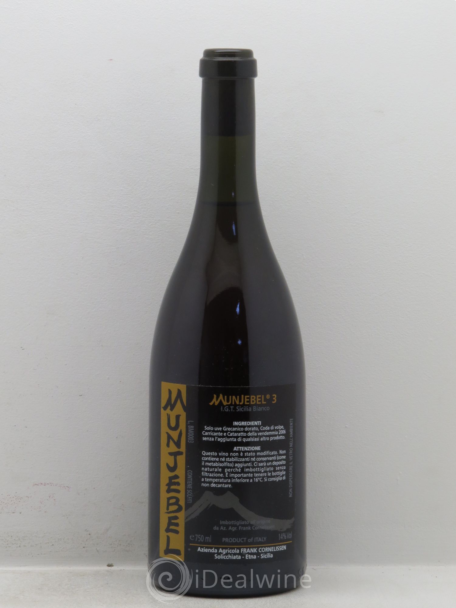 Italie IGP Sicilia Munjebel 3 Frank Cornelissen (sans prix de réserve) 2006 - Posten von 1 Flasche - 0