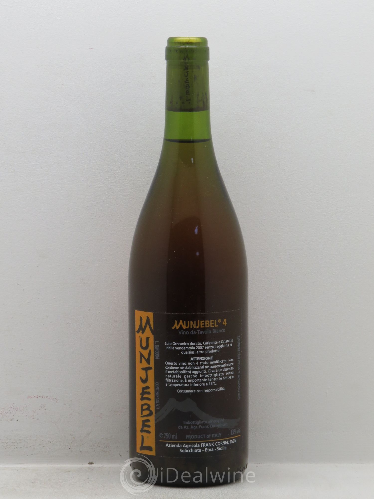 Italie Vino da Tavola Munjebel 4 Frank Cornelissen (sans prix de réserve) 2007 - Posten von 1 Flasche - 0