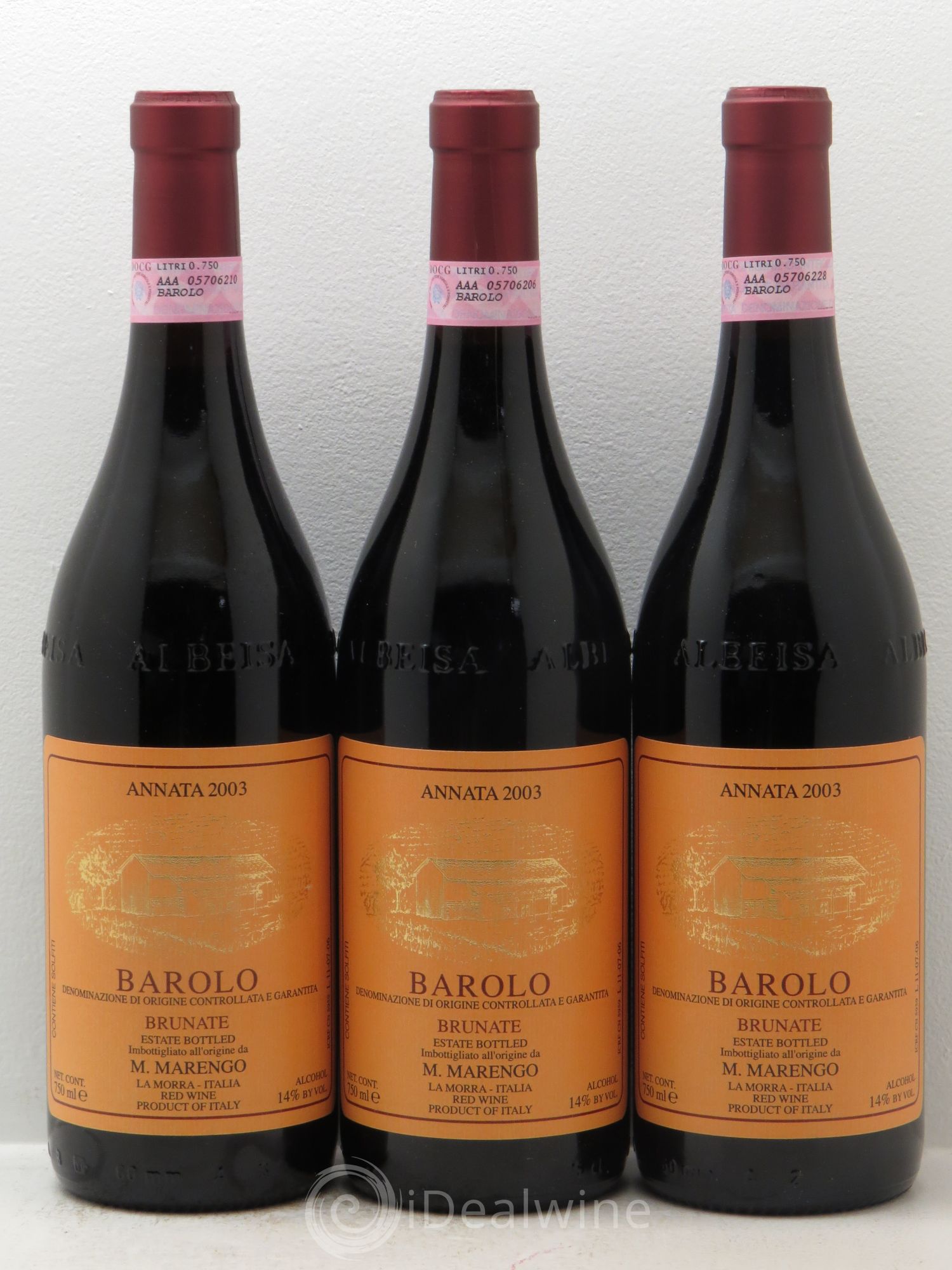 Barolo Brunate -Marengo 2003 - Lot de 3 bouteilles - 0