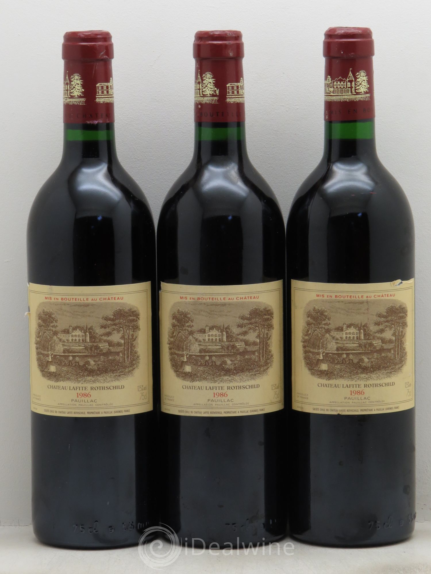 Château Lafite Rothschild 1er Grand Cru Classé 1986 - Lot de 3 bouteilles - 0