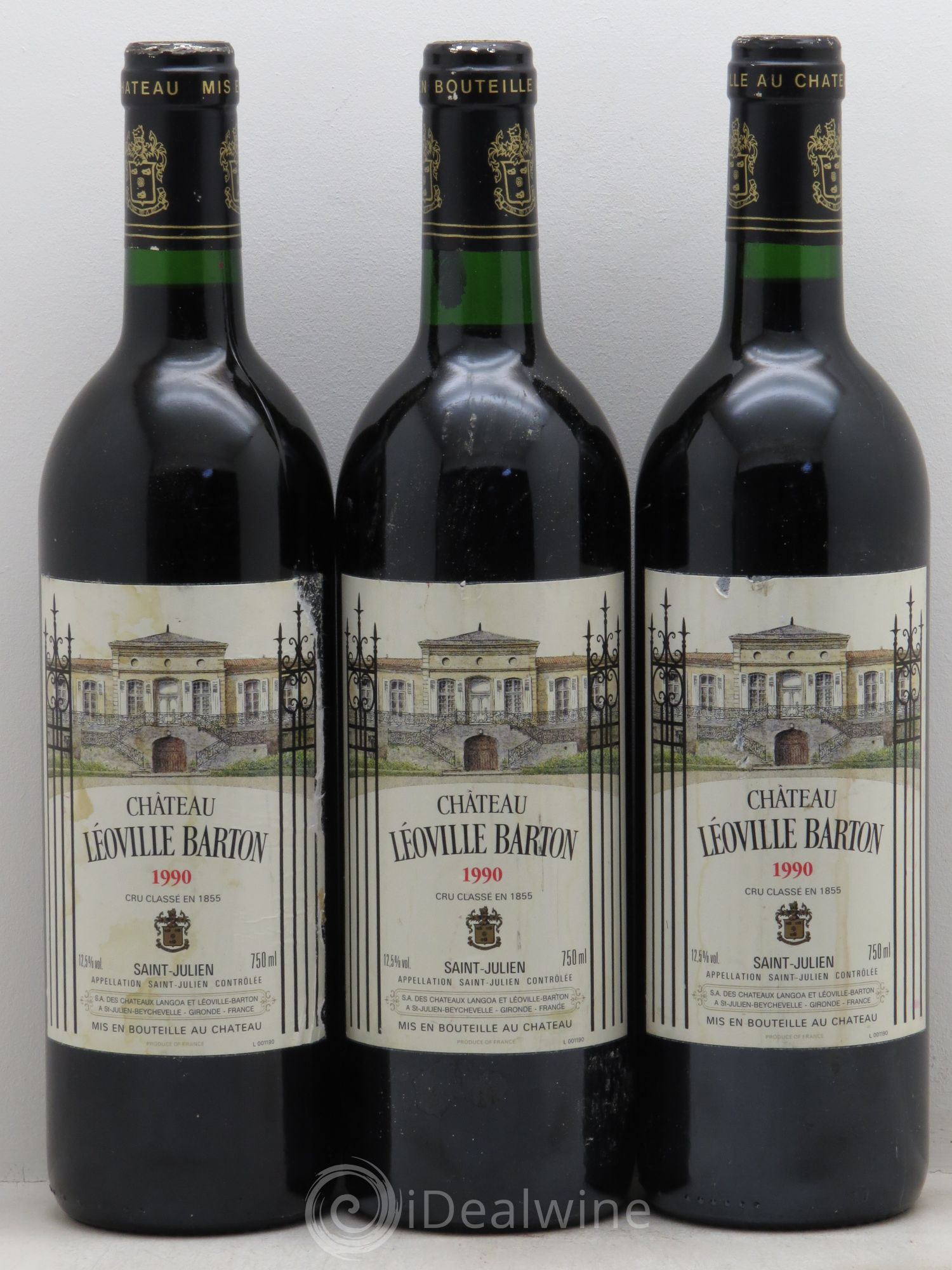 Château Léoville Barton 2ème Grand Cru Classé 1990 - Lot de 3 bouteilles - 0