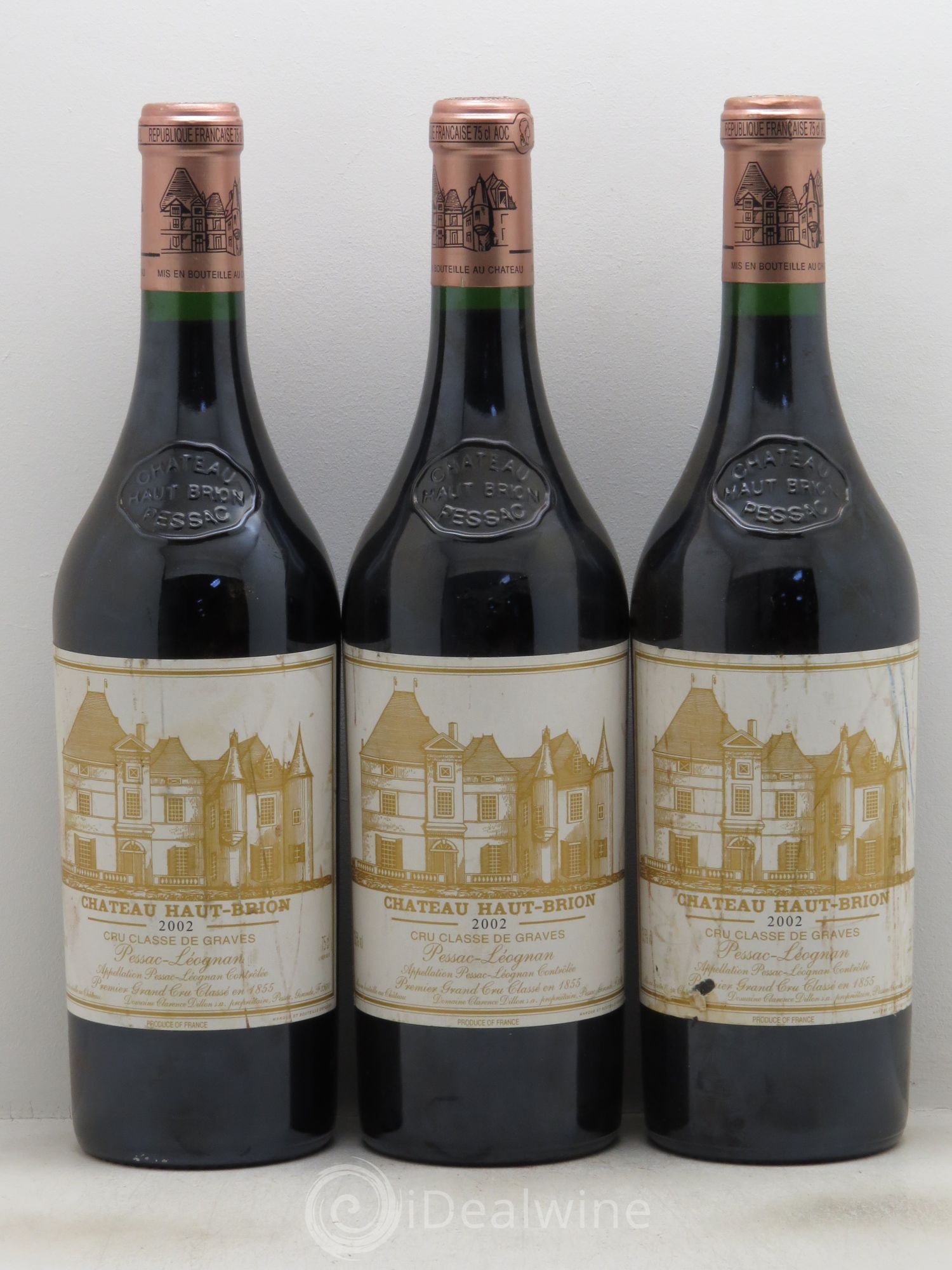 Château Haut Brion 1er Grand Cru Classé 2002 - Lot de 3 bouteilles - 0