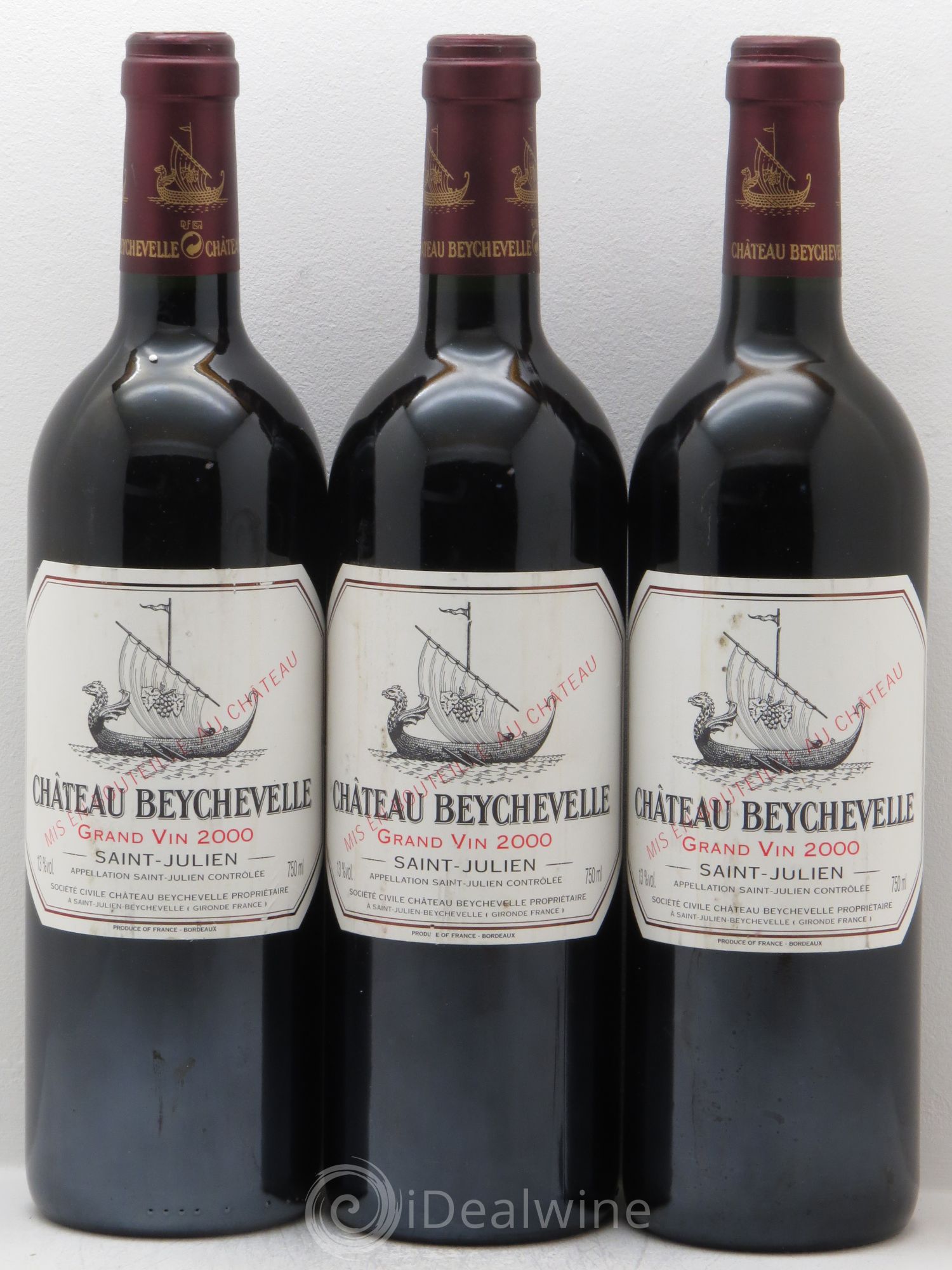 Château Beychevelle 4ème Grand Cru Classé 2000 - Lot de 3 bouteilles - 0