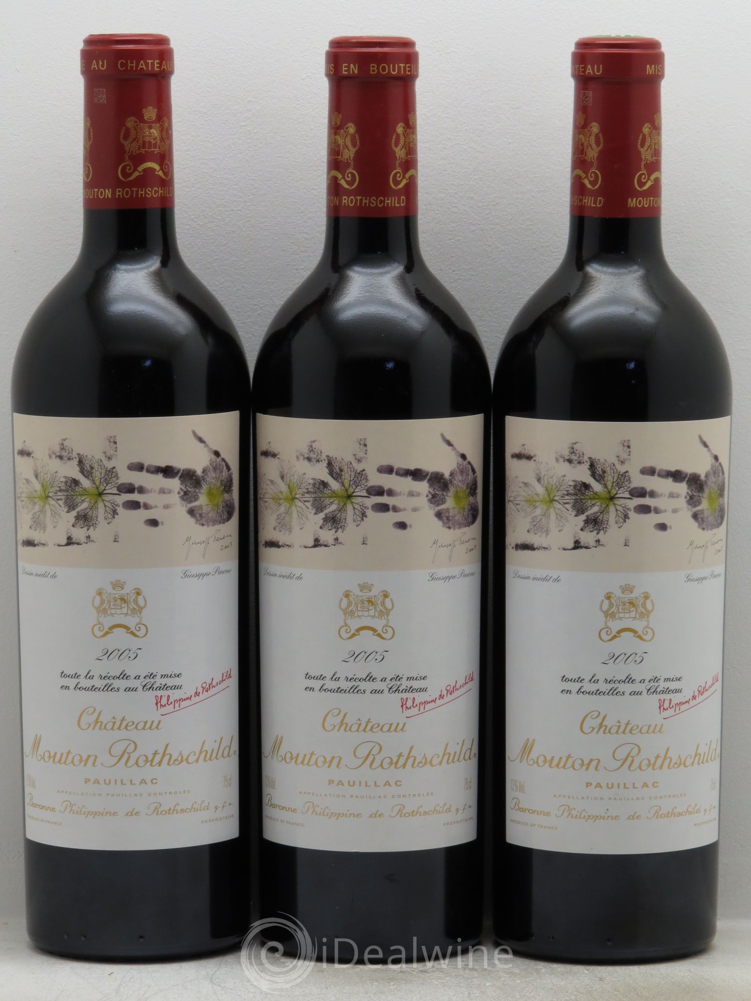 Château Mouton Rothschild 1er Grand Cru Classé 2005 - Lot de 3 bouteilles - 0