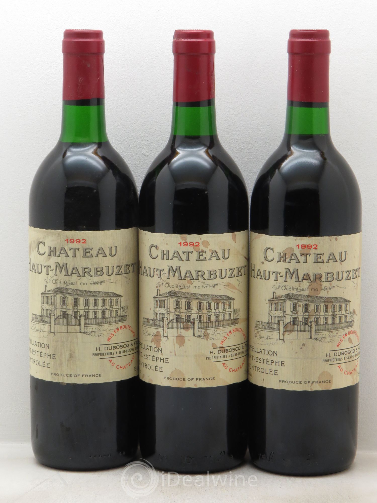 Château Haut Marbuzet 1992 - Lot de 3 bouteilles - 0