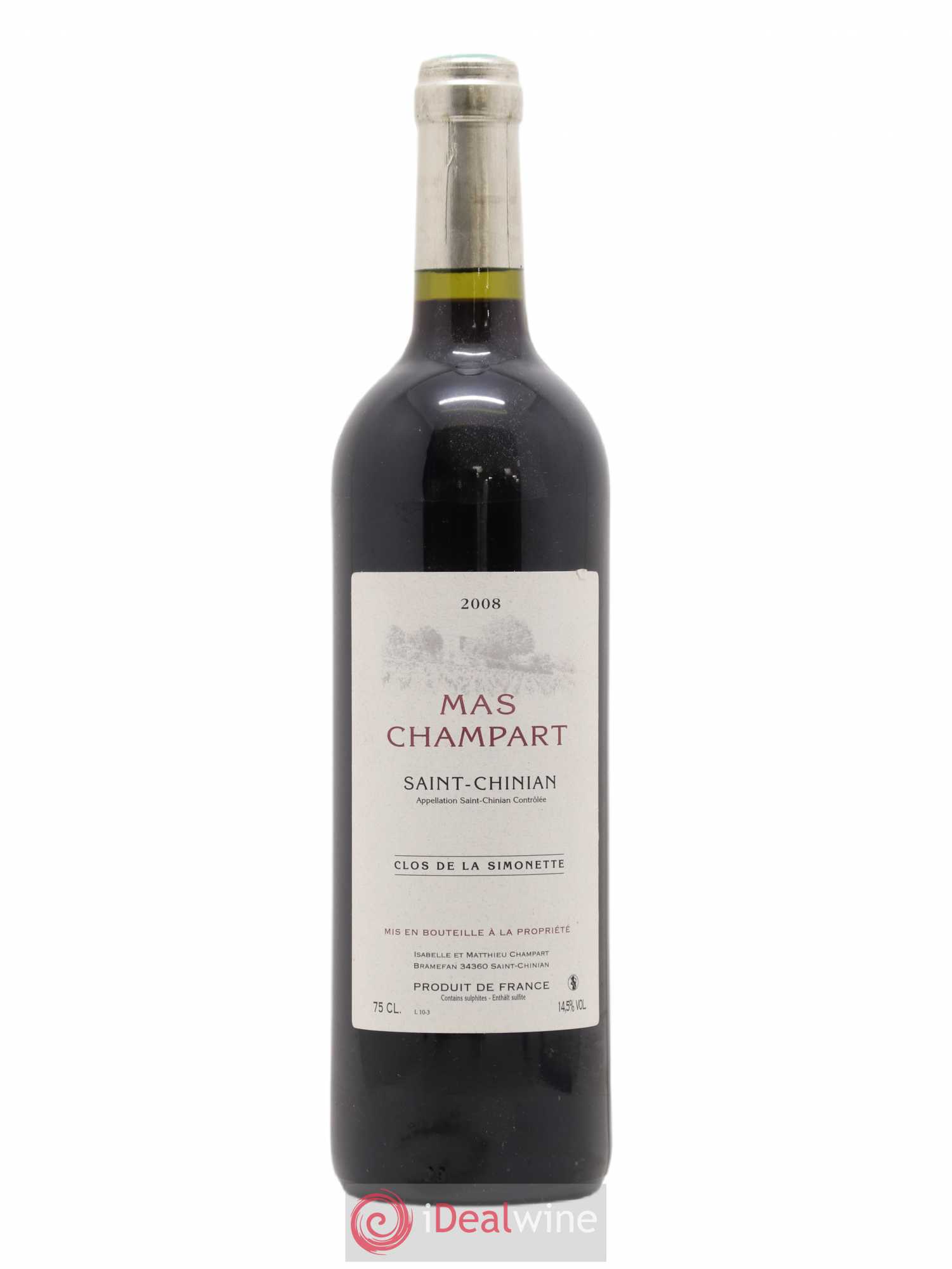 Saint-Chinian Mas Champart Clos de La Simonette Isabelle et Mathieu Champart 2008 - Lot de 1 bouteille - 0