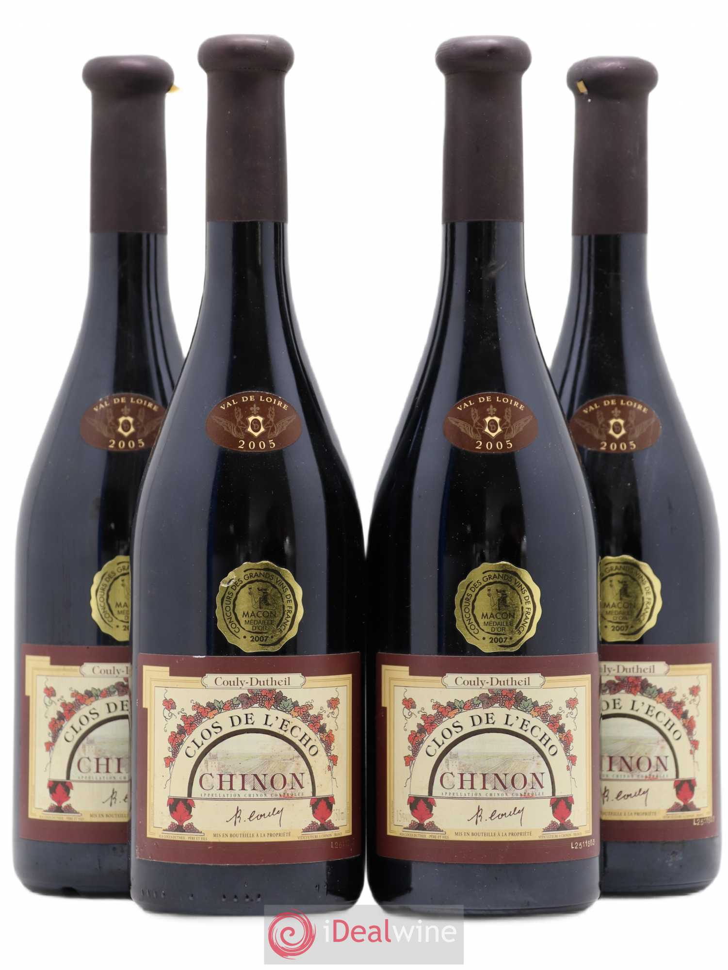 Chinon Clos de l'Echo Couly-Dutheil (sans prix de réserve) 2005 - Lot de 4 bouteilles - 0