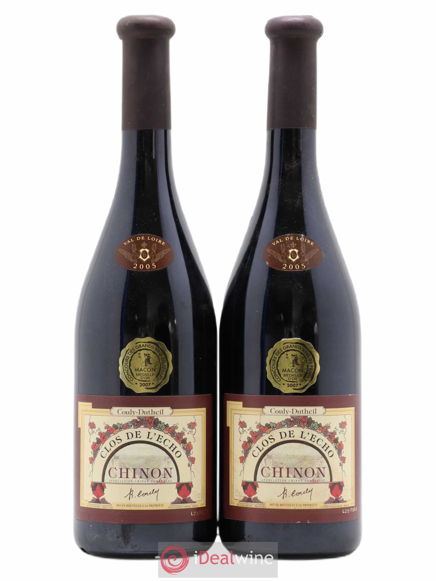 Chinon Clos de l'Echo Couly-Dutheil (sans prix de réserve) 2005 - Lot de 2 bouteilles - 0
